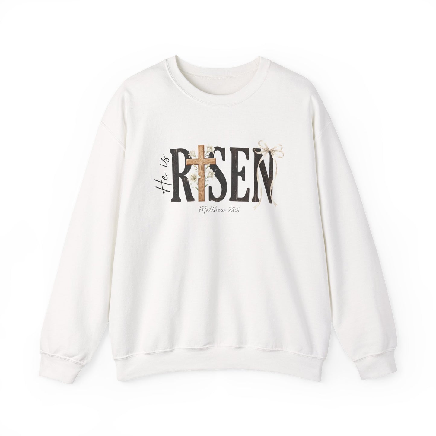 He Is Risen Crewneck Sweatshirt — Christian Easter Pullover