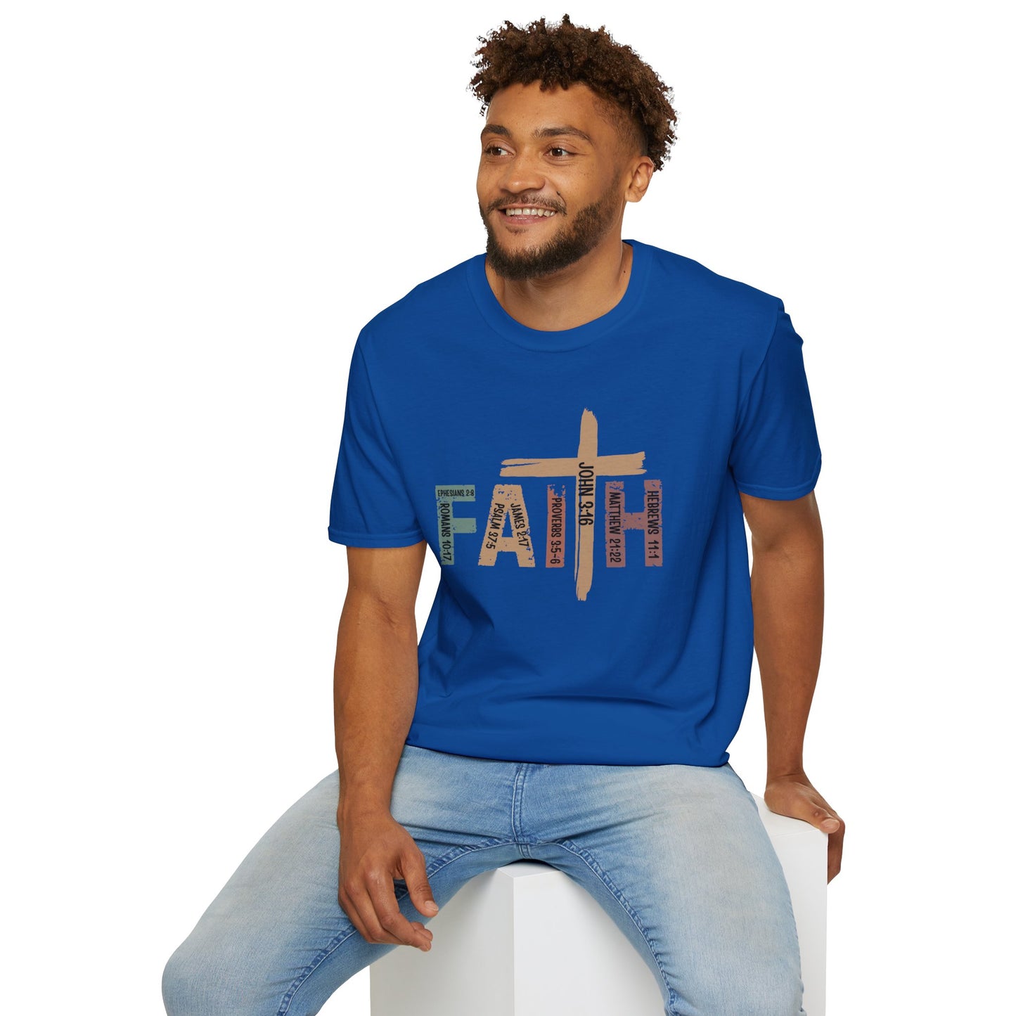 Faith Cross T-Shirt — Rustic Multicolor Christian Tee