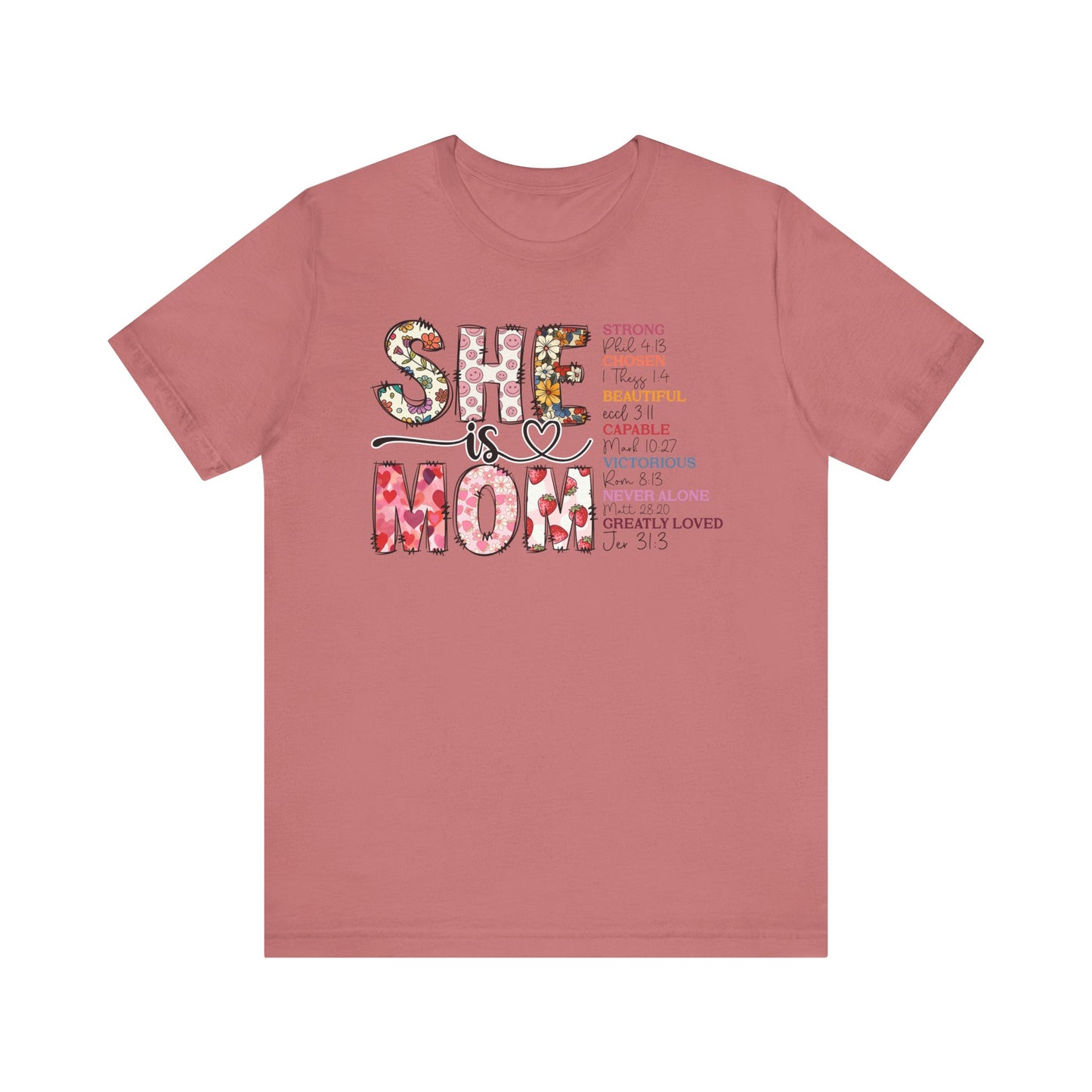 Empowering Unisex Mom Tee - "She is Mom" Floral Design