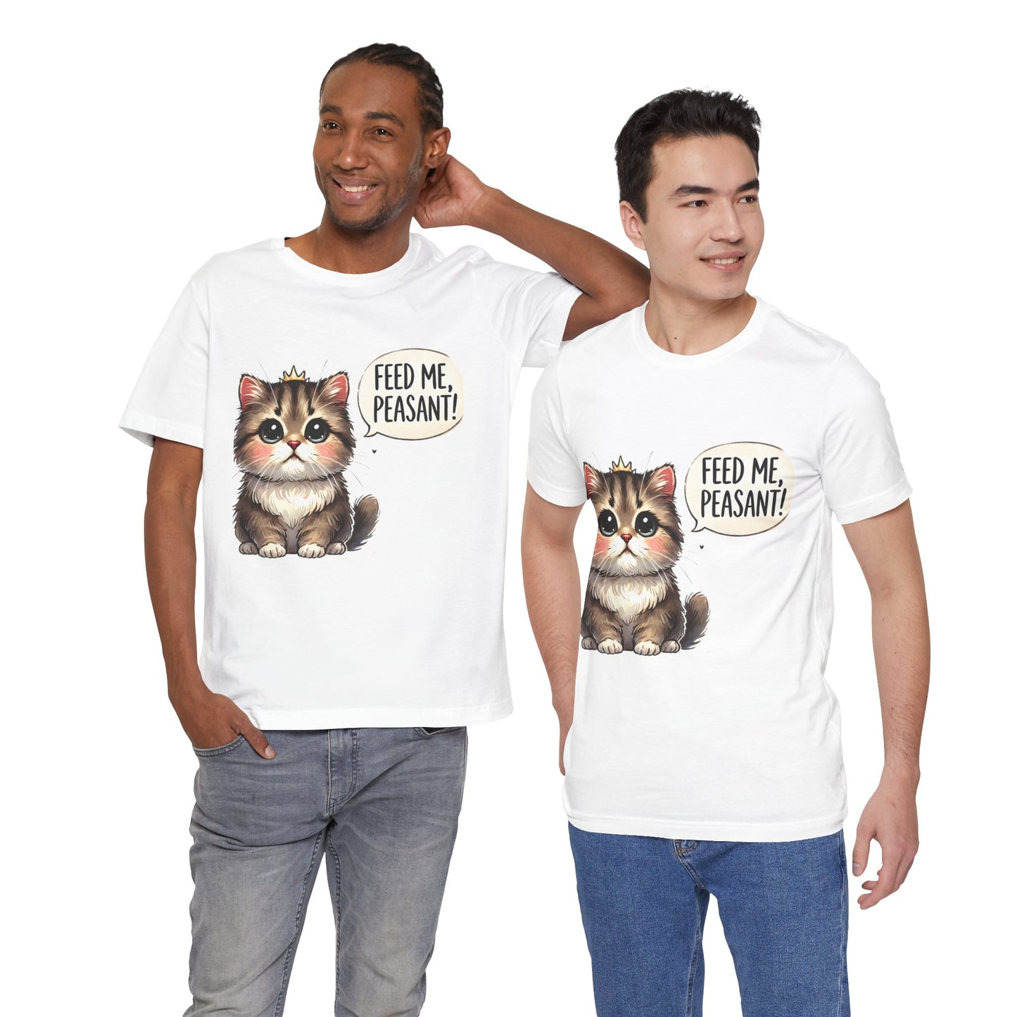 Funny Cat Tee - "Feed Me, Peasant!" - Unisex Jersey Short Sleeve T-Shirt