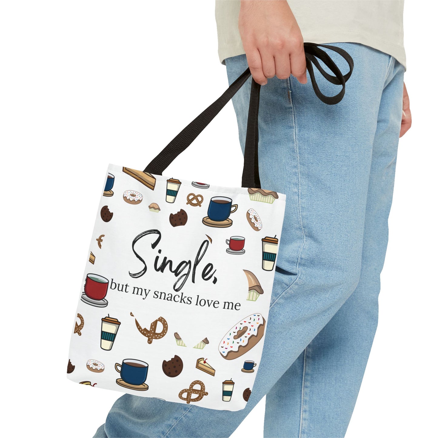 Single but my Snacks Love Me Tote Bag - Fun & Quirky Grocery Bag for Snack Lovers