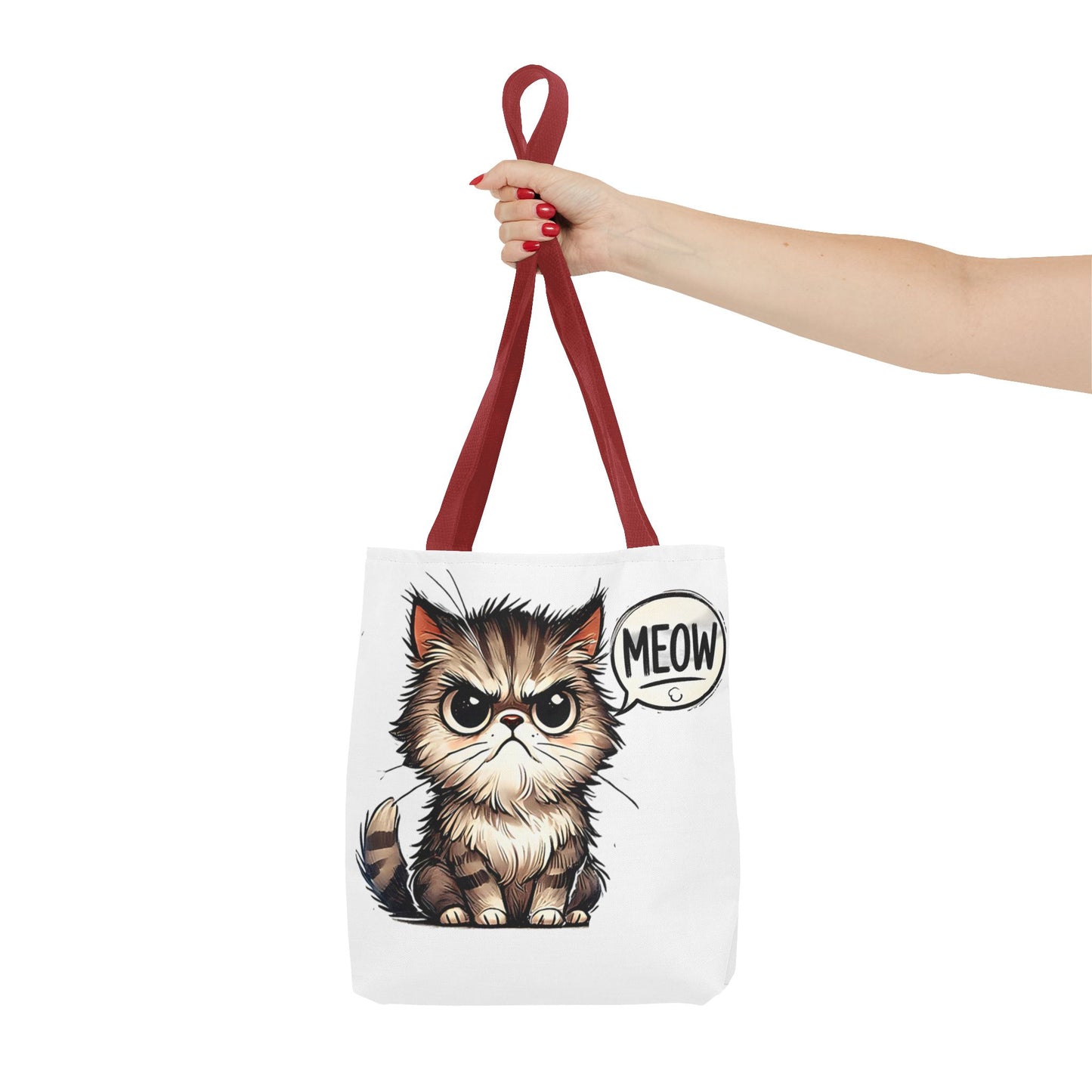 Adorable Cat Print Tote Bag - 'Meow' Design for Cat Lovers