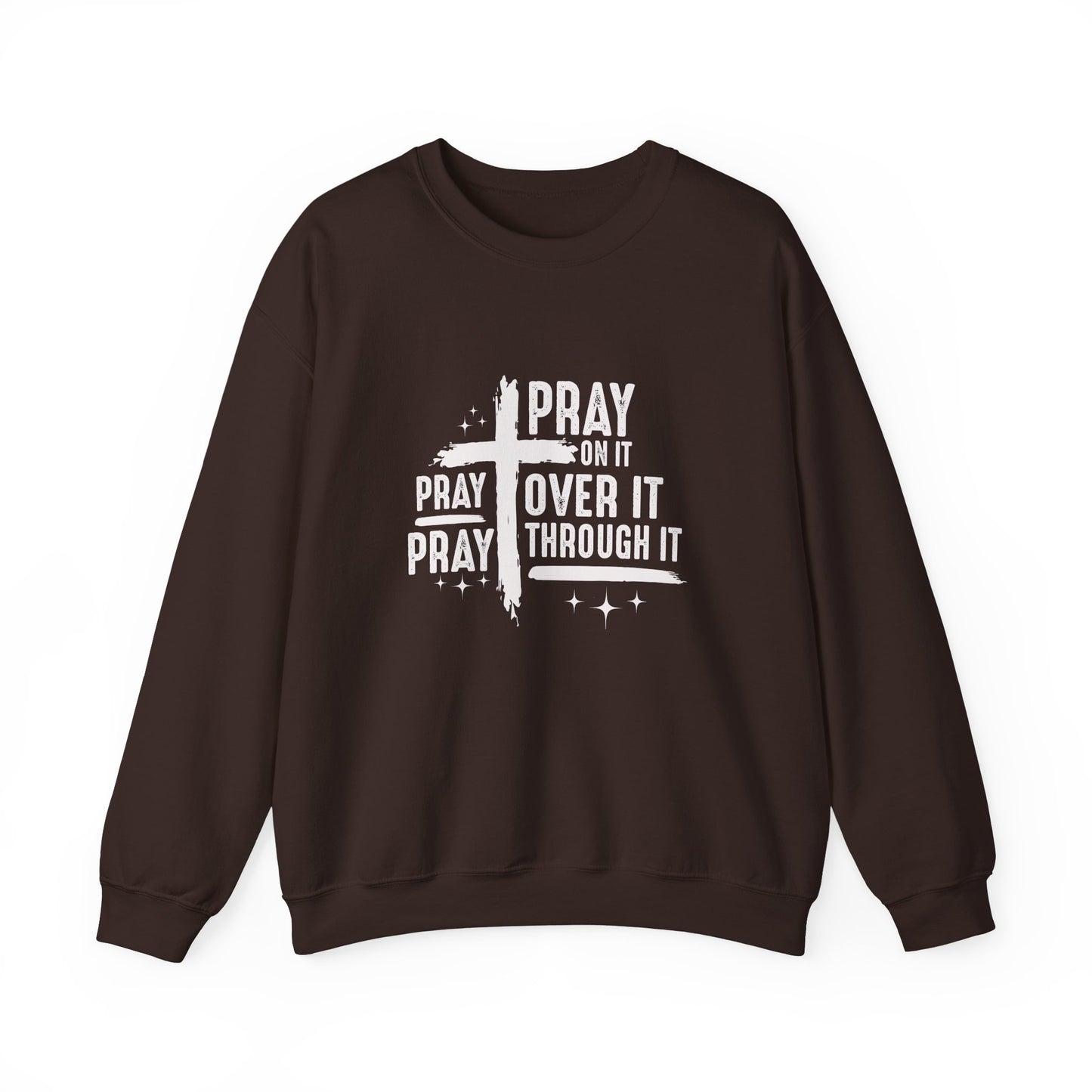 Faith-Inspired Unisex Crewneck Sweatshirt - 'Pray on it, Pray over it, Pray through it'