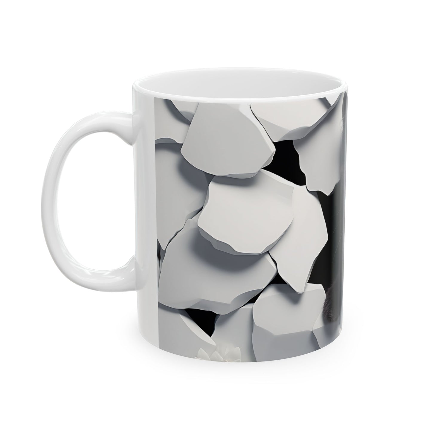 Cracked Wall Cat Mug - 11oz & 15oz Ceramic Drinking Cup for Cat Lovers