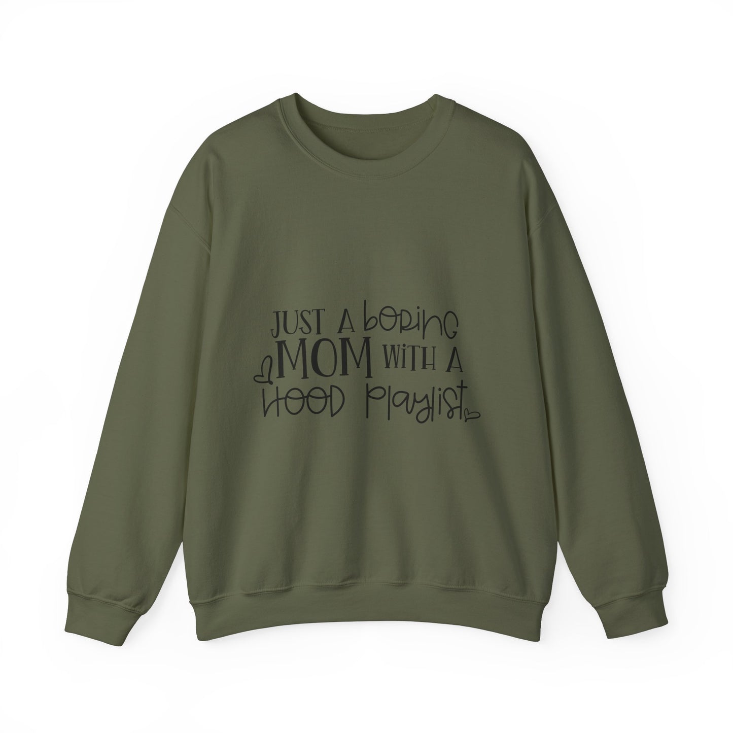 Just a Boring Mom with a Hood Playlist Sweatshirt - Unisex Heavy Blend™ Crewneck