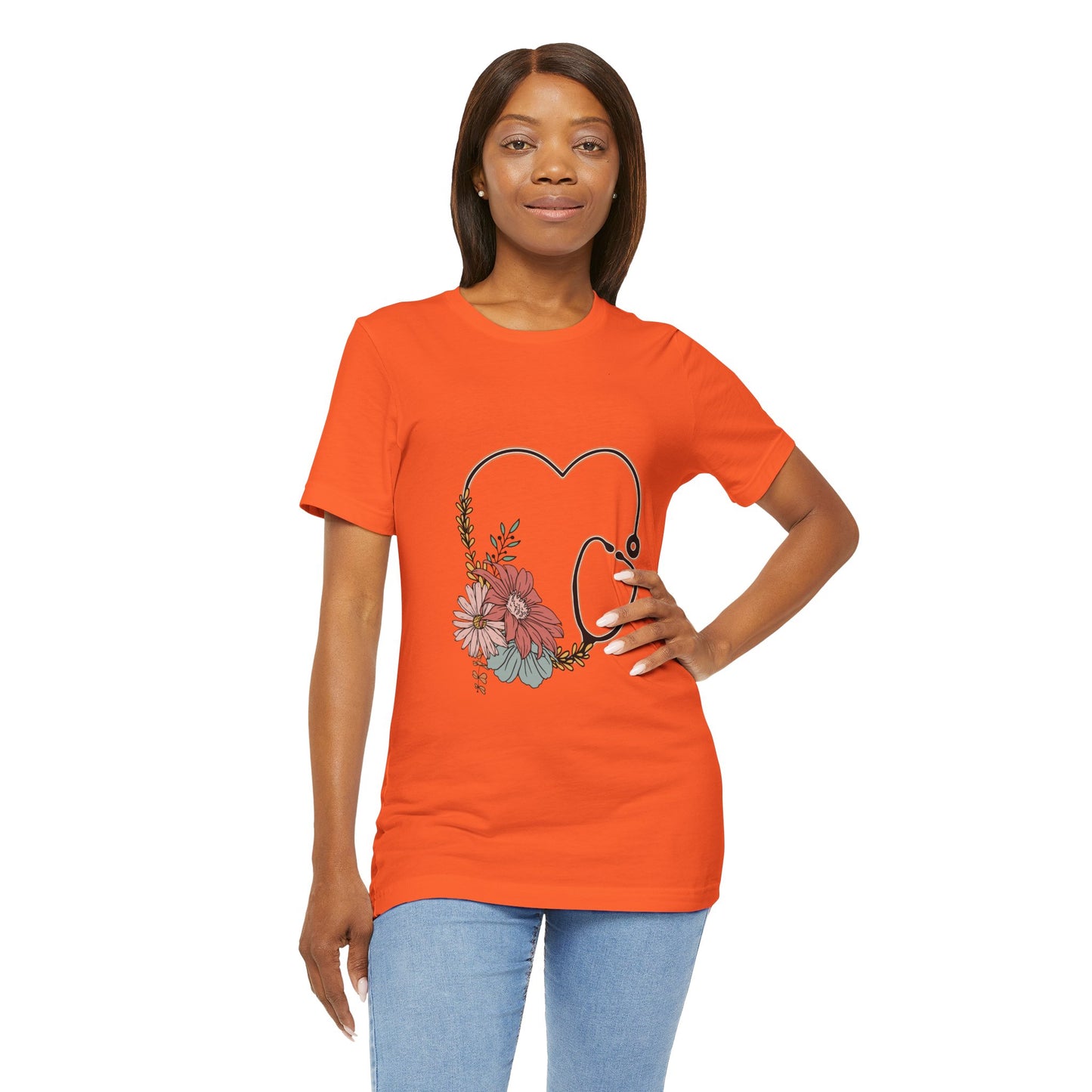 Floral Stethoscope Unisex Jersey Tee - Perfect Gift for Healthcare Workers