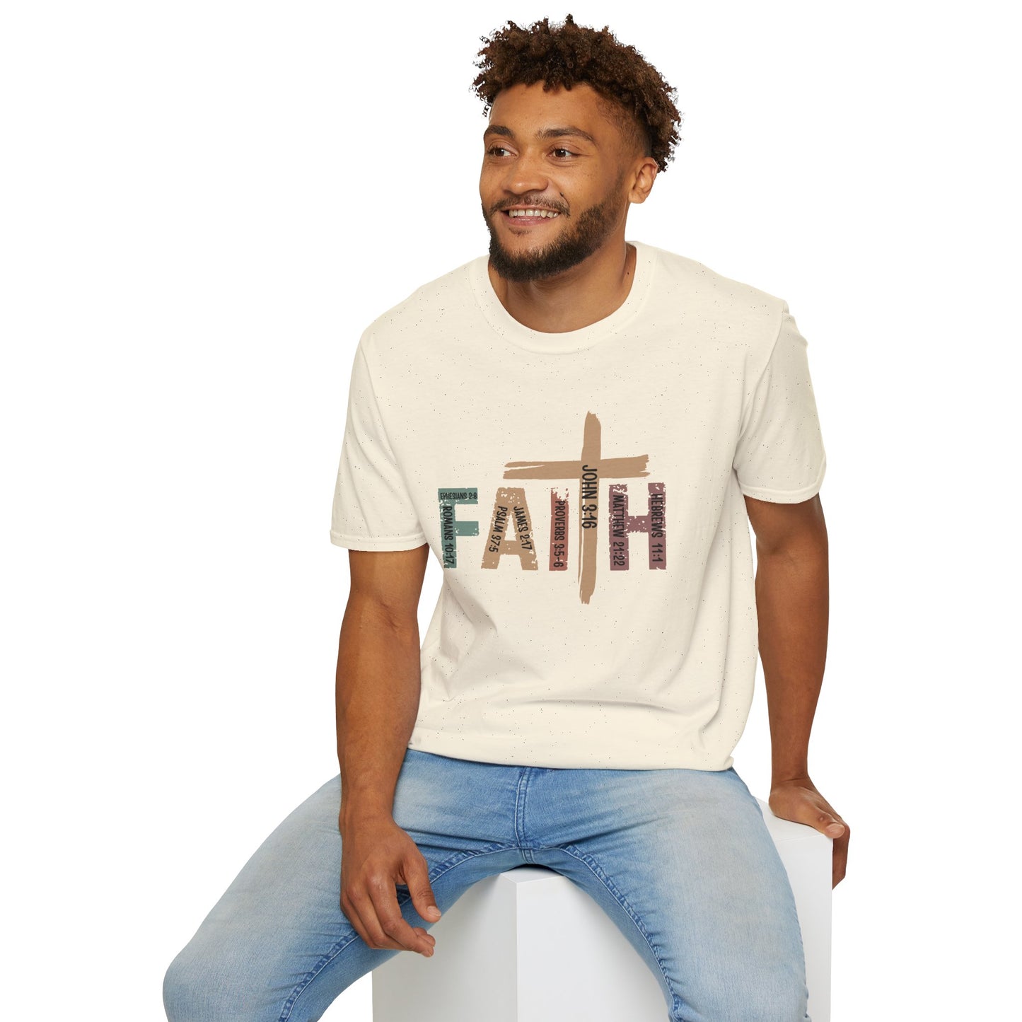 Faith Cross T-Shirt — Rustic Multicolor Christian Tee