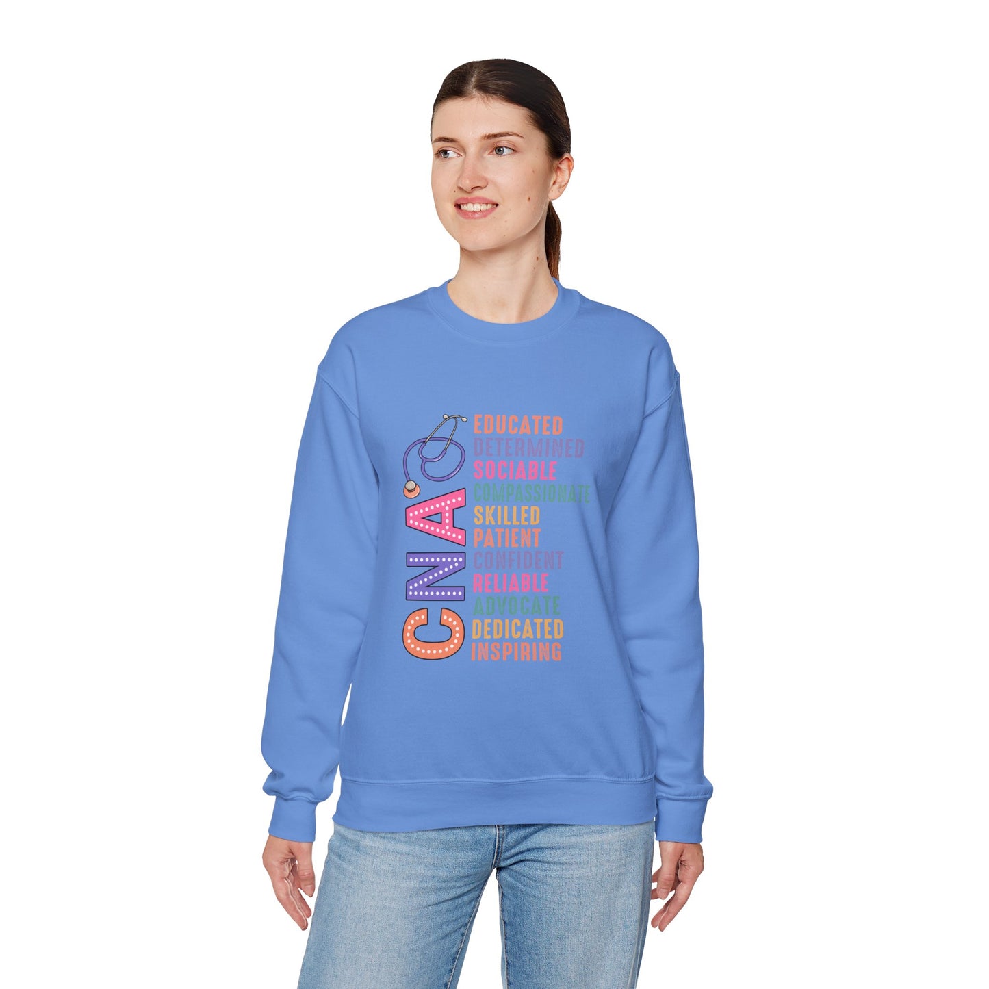CNA Pride Crewneck Sweatshirt - Empowering Words for Caring Professionals