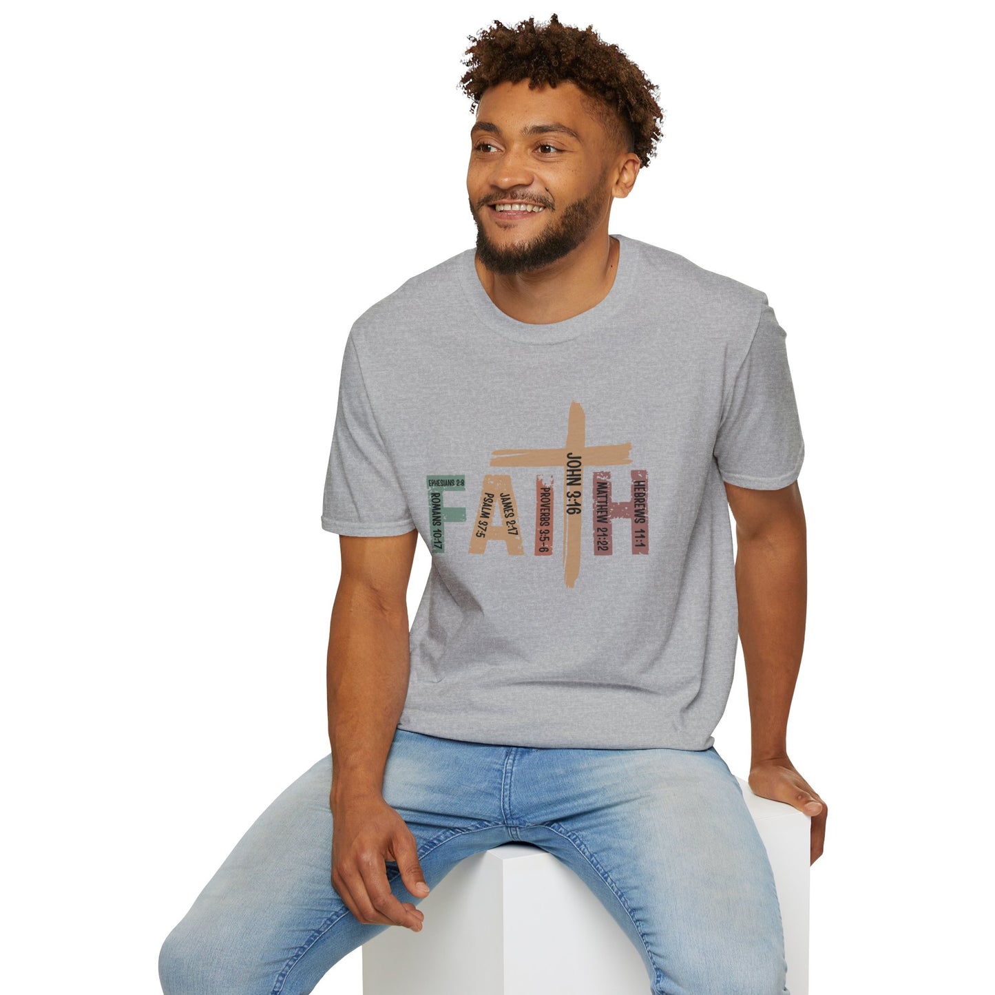 Faith Cross T-Shirt — Rustic Multicolor Christian Tee