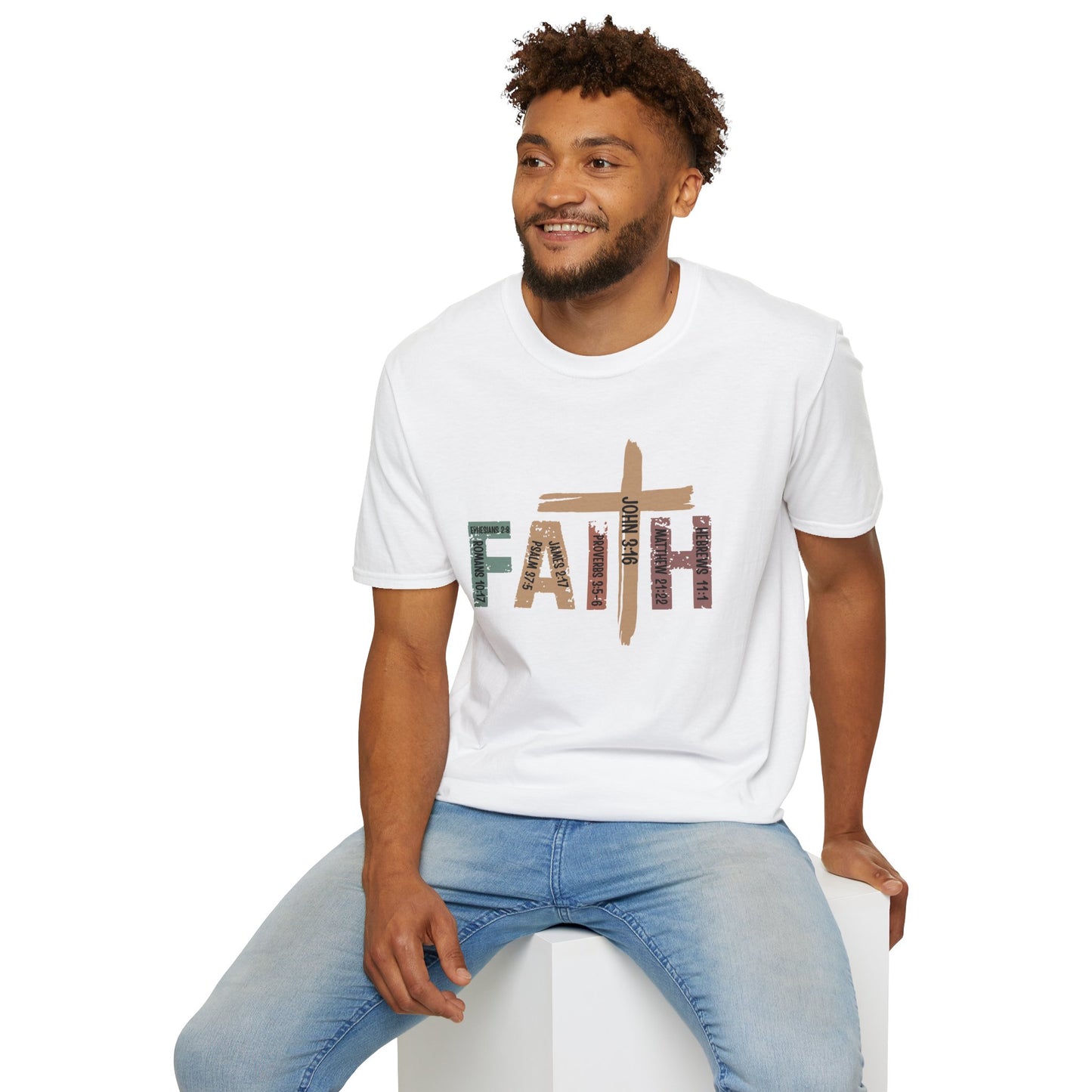 Faith Cross T-Shirt — Rustic Multicolor Christian Tee