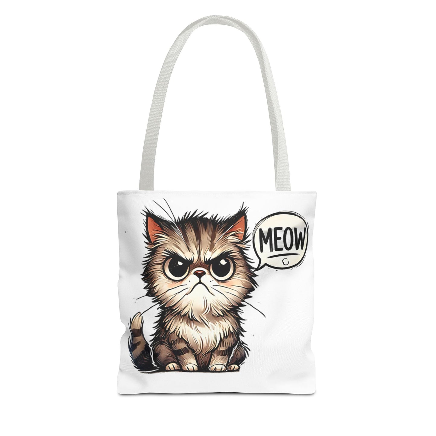 Adorable Cat Print Tote Bag - 'Meow' Design for Cat Lovers