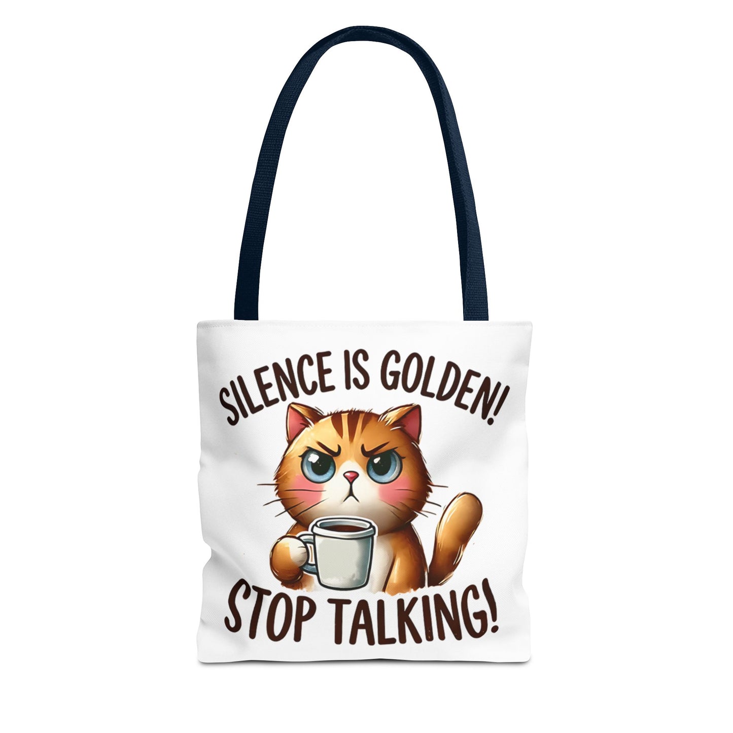 Silence is Golden Cat Tote Bag - Funny Coffee Lover's Gift