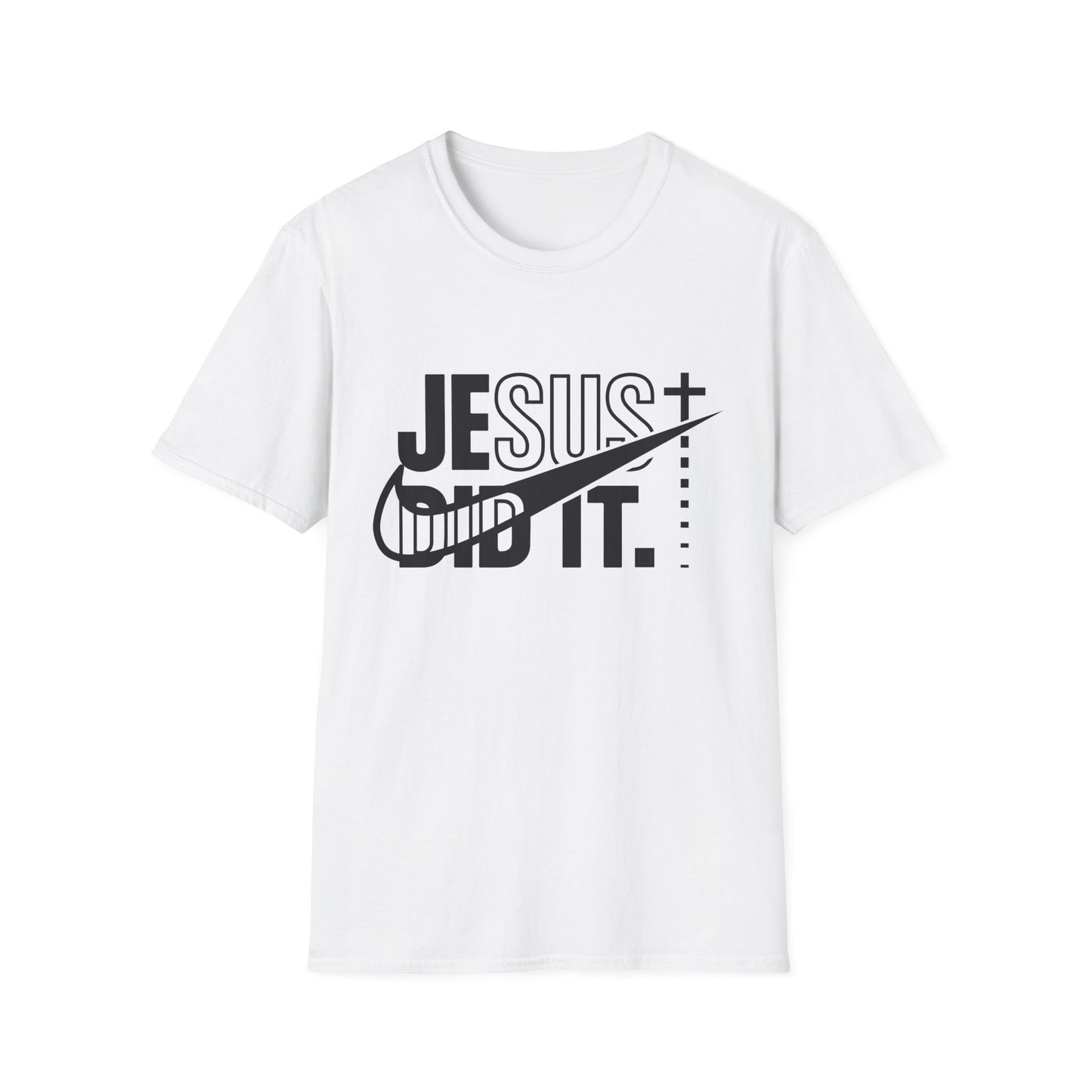 Jesus Did It T-Shirt — Christian Faith Graphic Tee (Jesus + Swoosh Design)