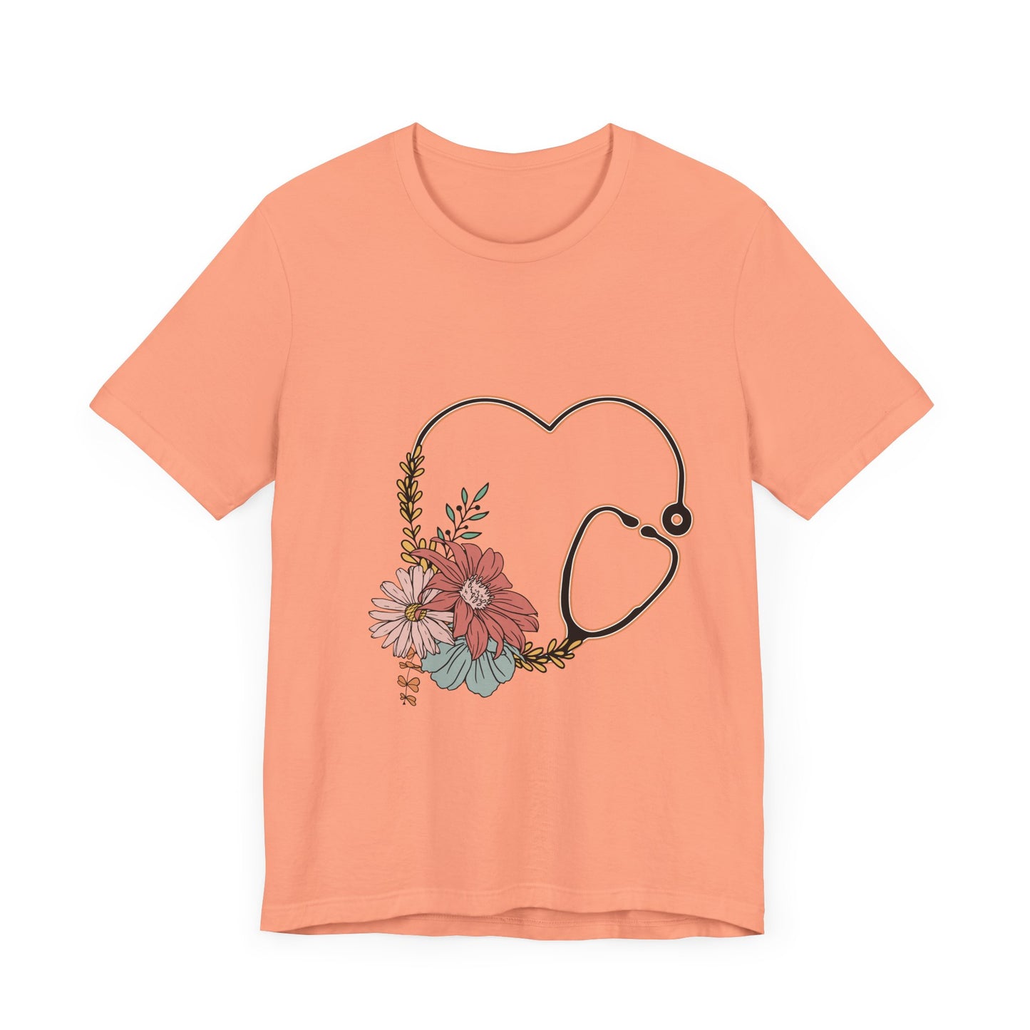 Floral Stethoscope Unisex Jersey Tee - Perfect Gift for Healthcare Workers