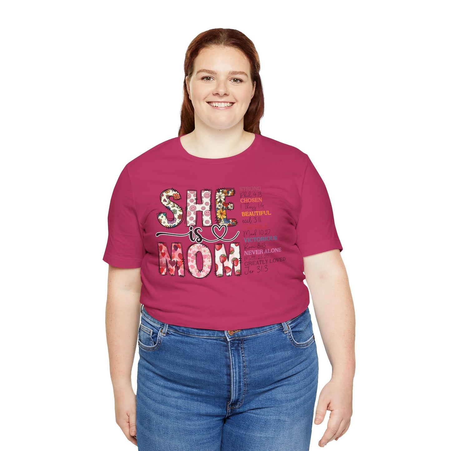 Empowering Unisex Mom Tee - "She is Mom" Floral Design