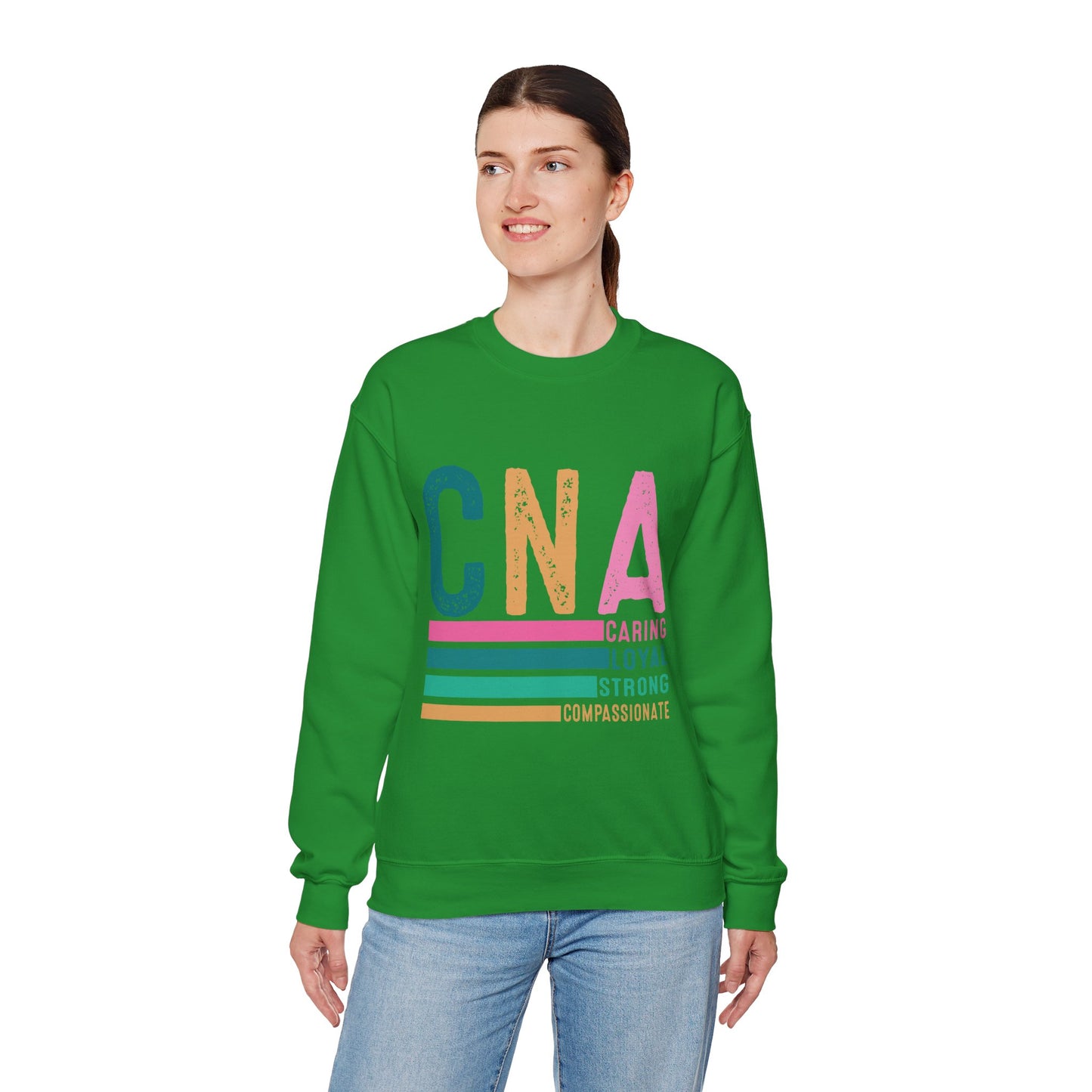 CNA Pride Crewneck Sweatshirt | Caring, Loyal, Strong & Compassionate