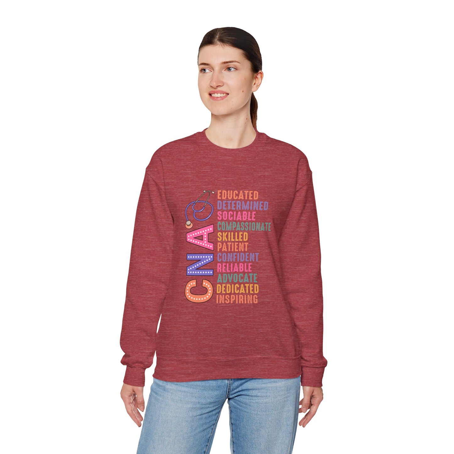 CNA Pride Crewneck Sweatshirt - Empowering Words for Caring Professionals