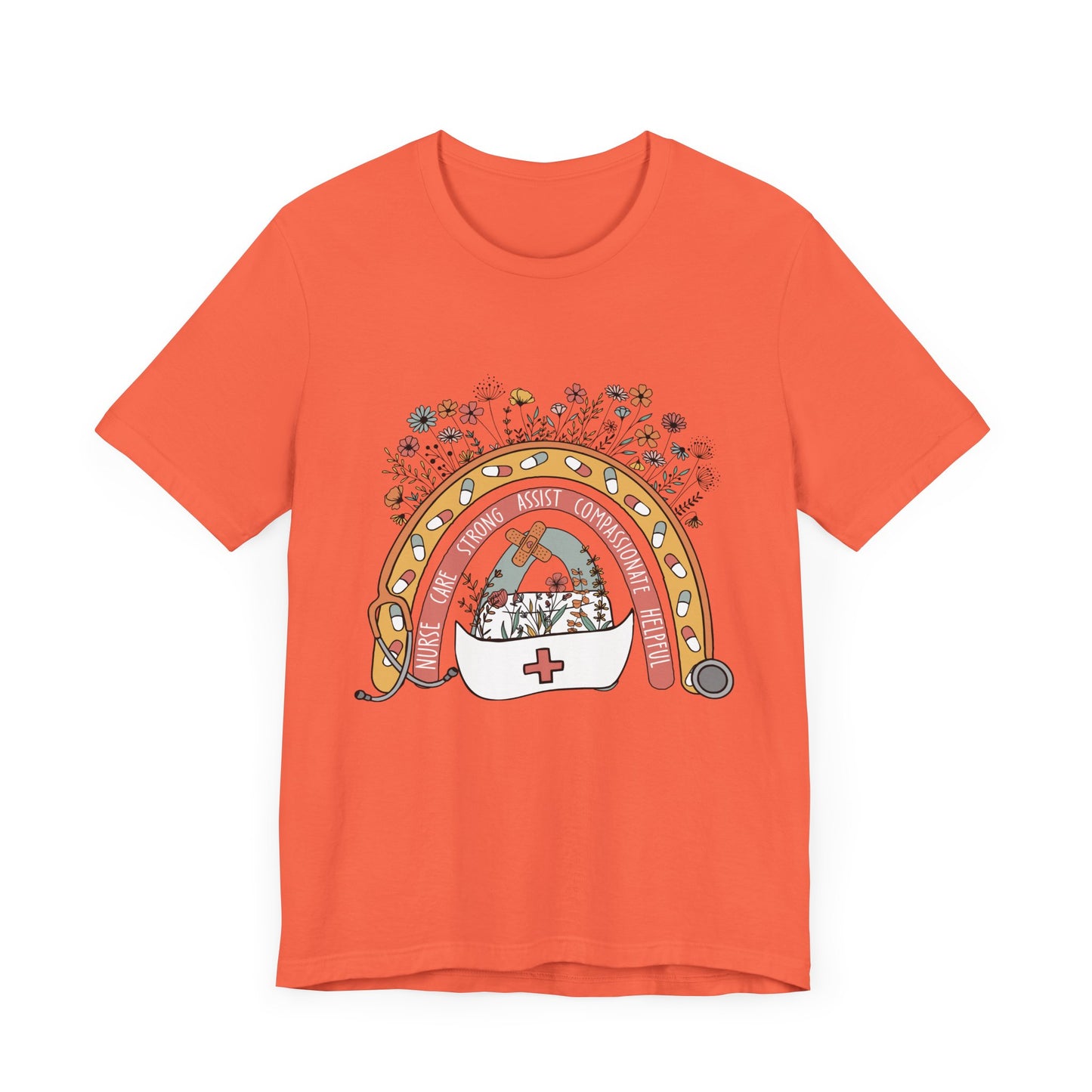 Floral Nurse Support Tee - Unisex Jersey Short Sleeve