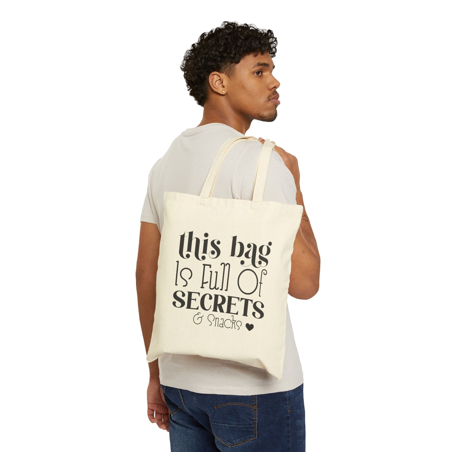 Secrets & Snacks Cotton Canvas Tote Bag - Stylish Reusable Grocery Bag
