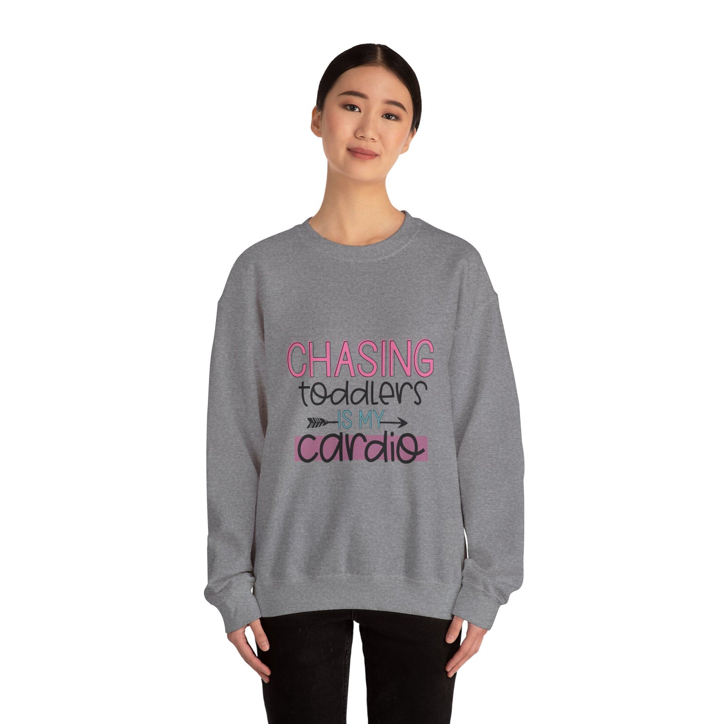 Chasing Toddlers Crewneck Sweatshirt | Funny Parenthood Apparel