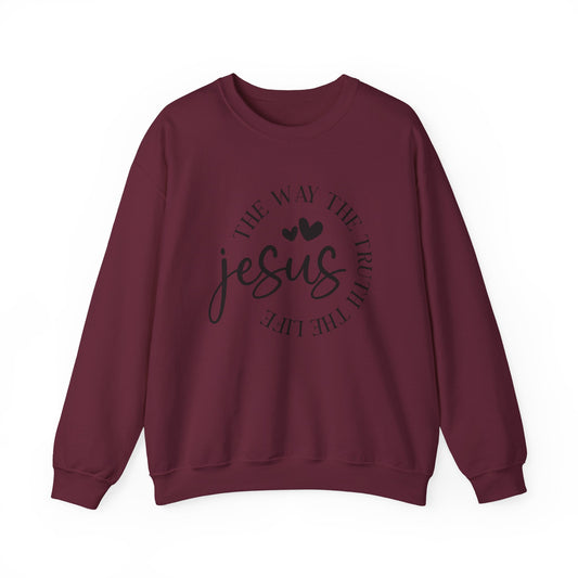 Jesus Crewneck Sweatshirt — "The Way The Truth The Life" Christian Pullover