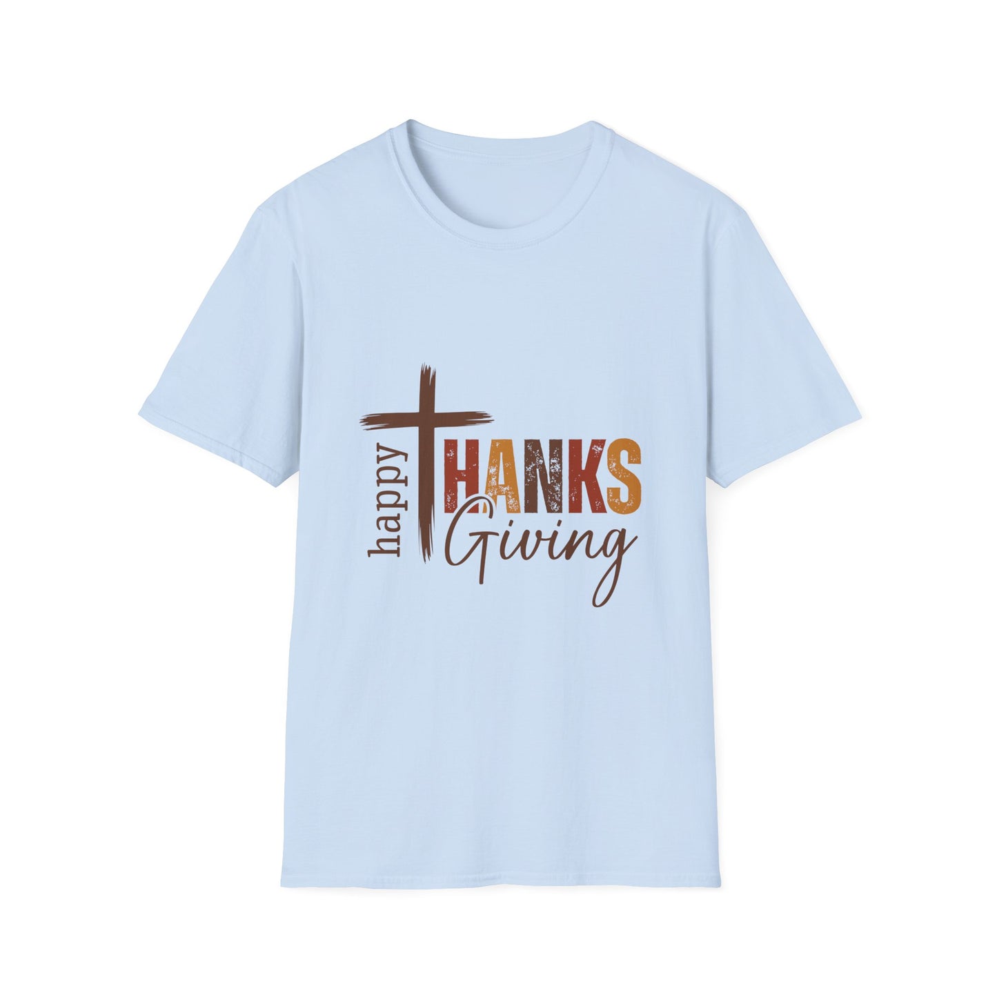 Thanksgiving Cross T‑Shirt — "Happy Thanksgiving" Faithful Fall Tee
