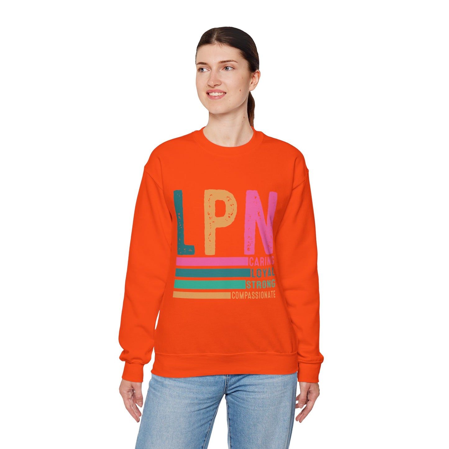 Caring Strong Compassionate Crewneck Sweatshirt for LPNs