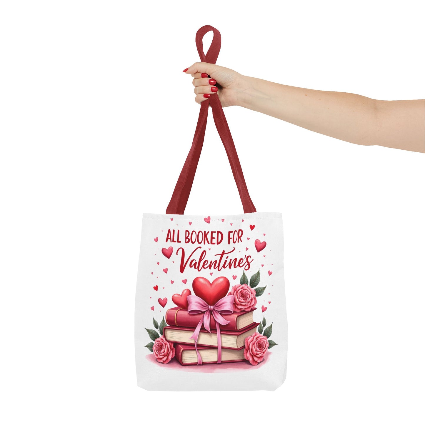 Valentine's Day Tote Bag - 'All Booked for Valentine's' with Floral Design