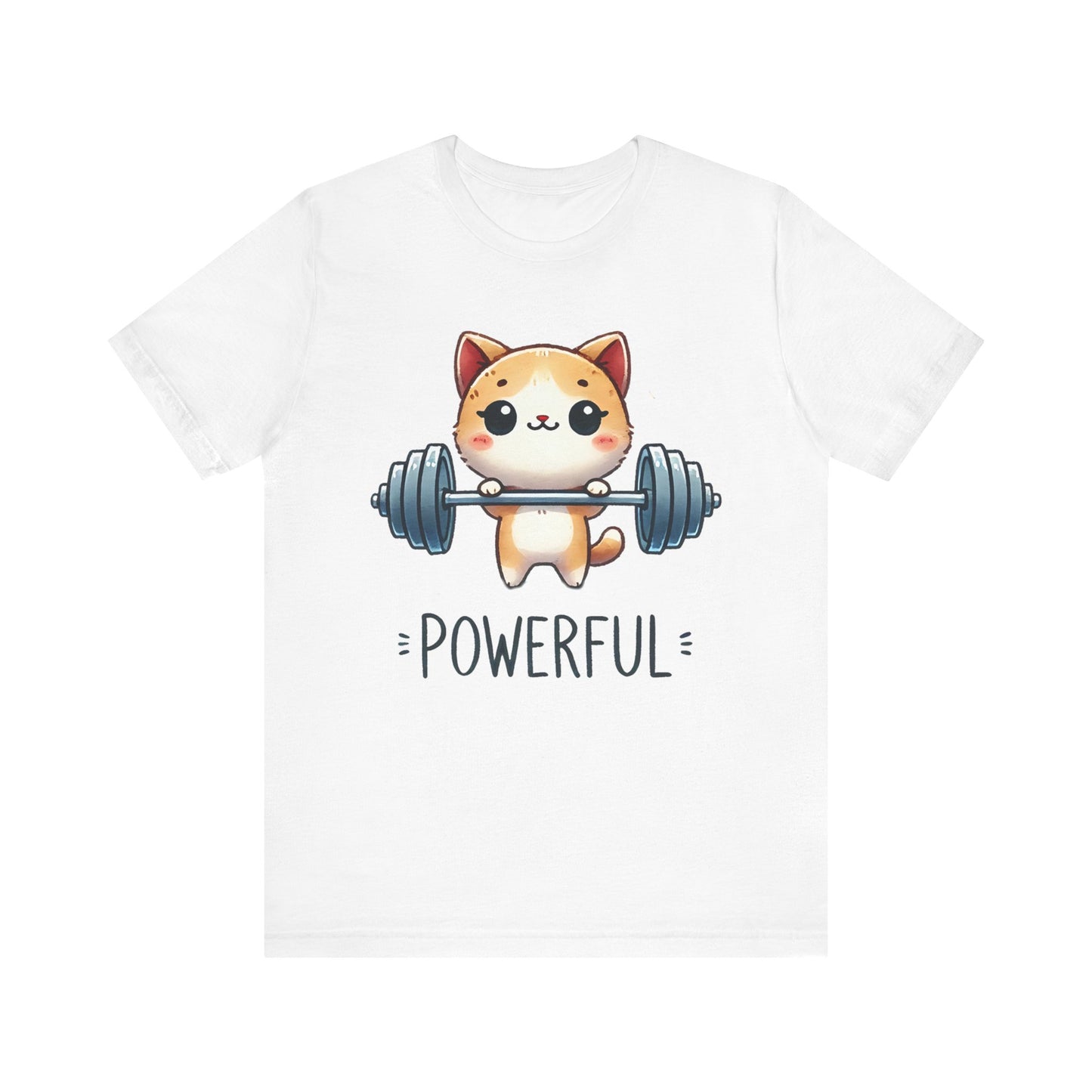 Cute Cat Lifting Weights T-Shirt | Powerful Unisex Jersey Tee
