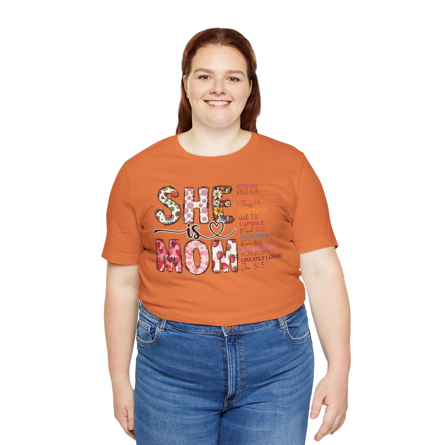 Empowering Unisex Mom Tee - "She is Mom" Floral Design