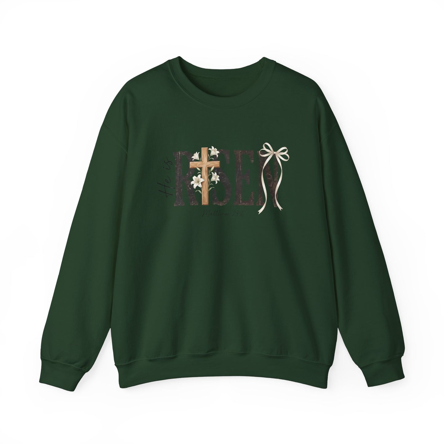 He Is Risen Crewneck Sweatshirt — Christian Easter Pullover