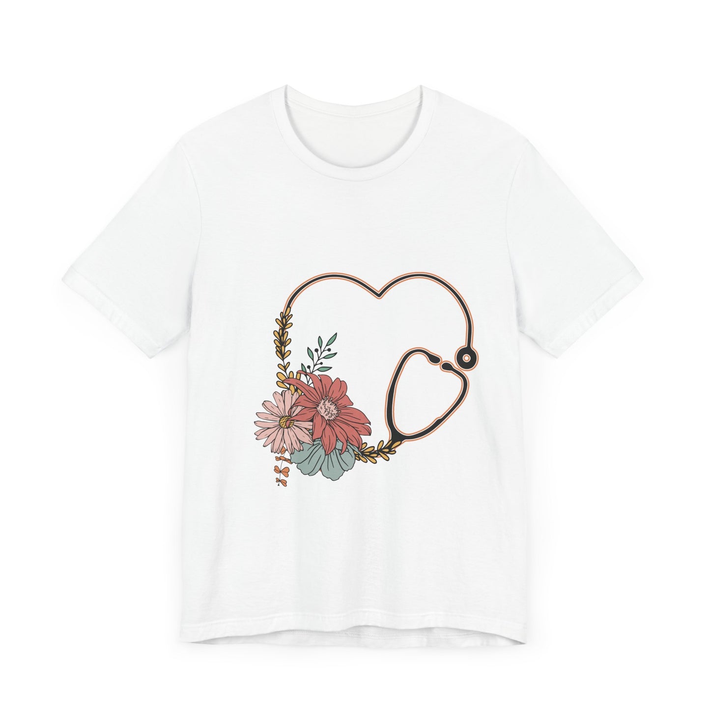 Floral Stethoscope Unisex Jersey Tee - Perfect Gift for Healthcare Workers