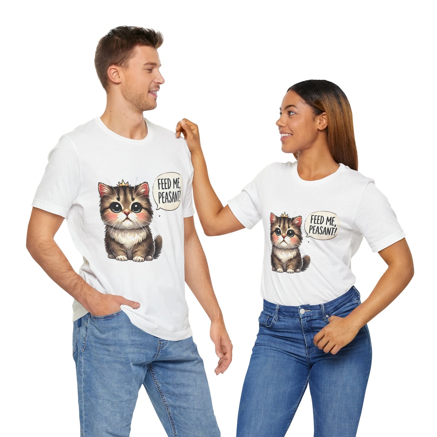 Funny Cat Tee - "Feed Me, Peasant!" - Unisex Jersey Short Sleeve T-Shirt