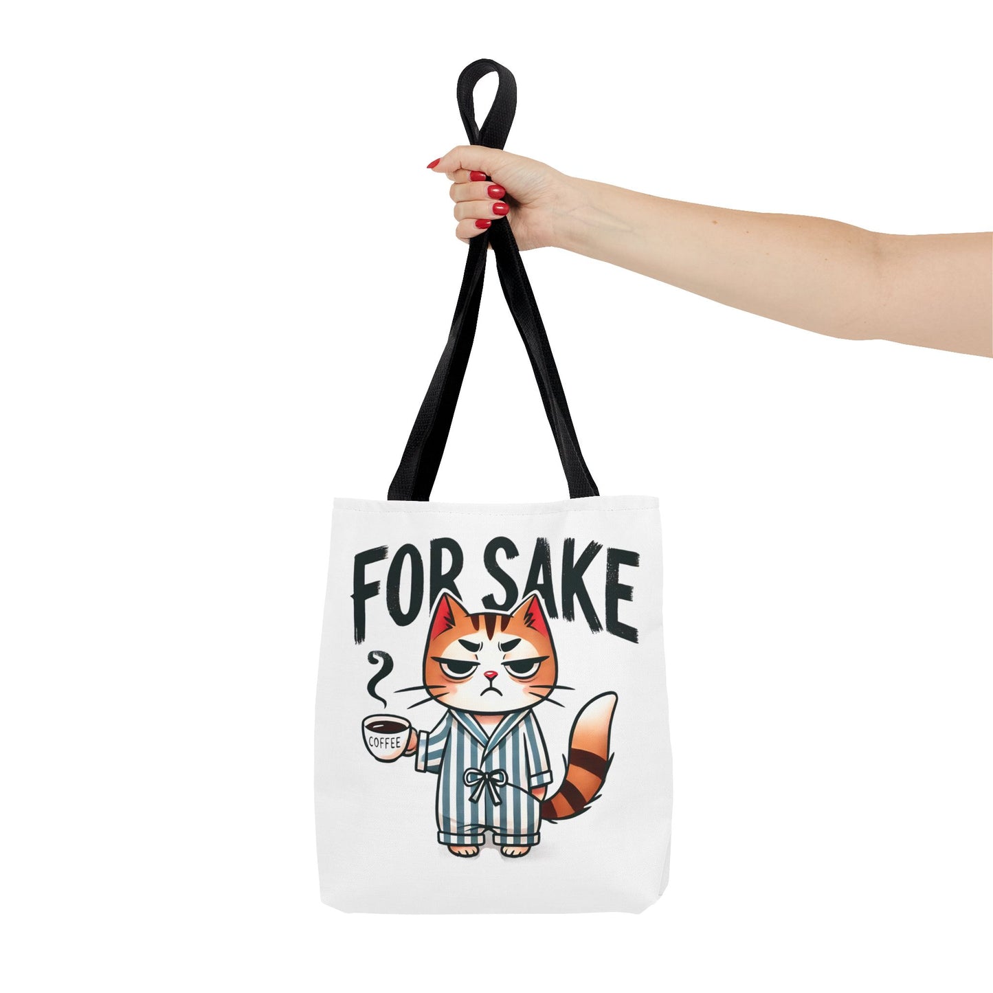 Funny Cat Coffee Tote Bag - 'For Sake' Design - Perfect Gift for Cat Lovers