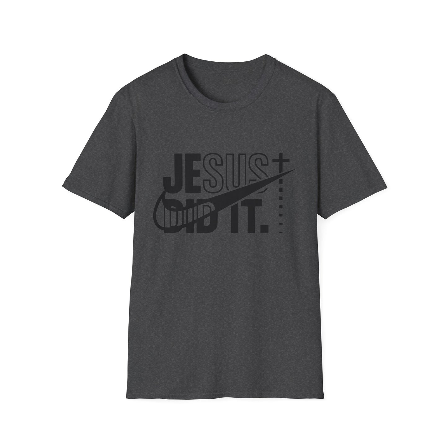 Jesus Did It T-Shirt — Christian Faith Graphic Tee (Jesus + Swoosh Design)