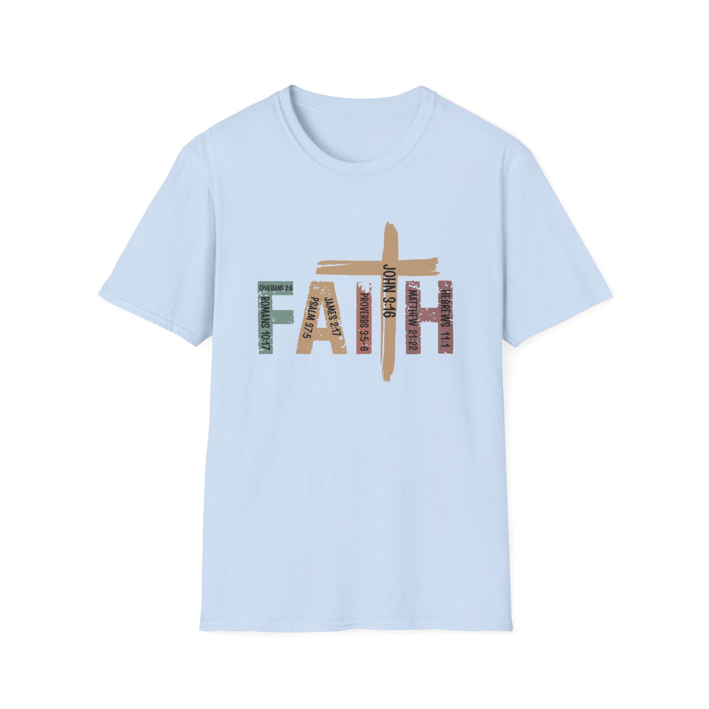 Faith Cross T-Shirt — Rustic Multicolor Christian Tee