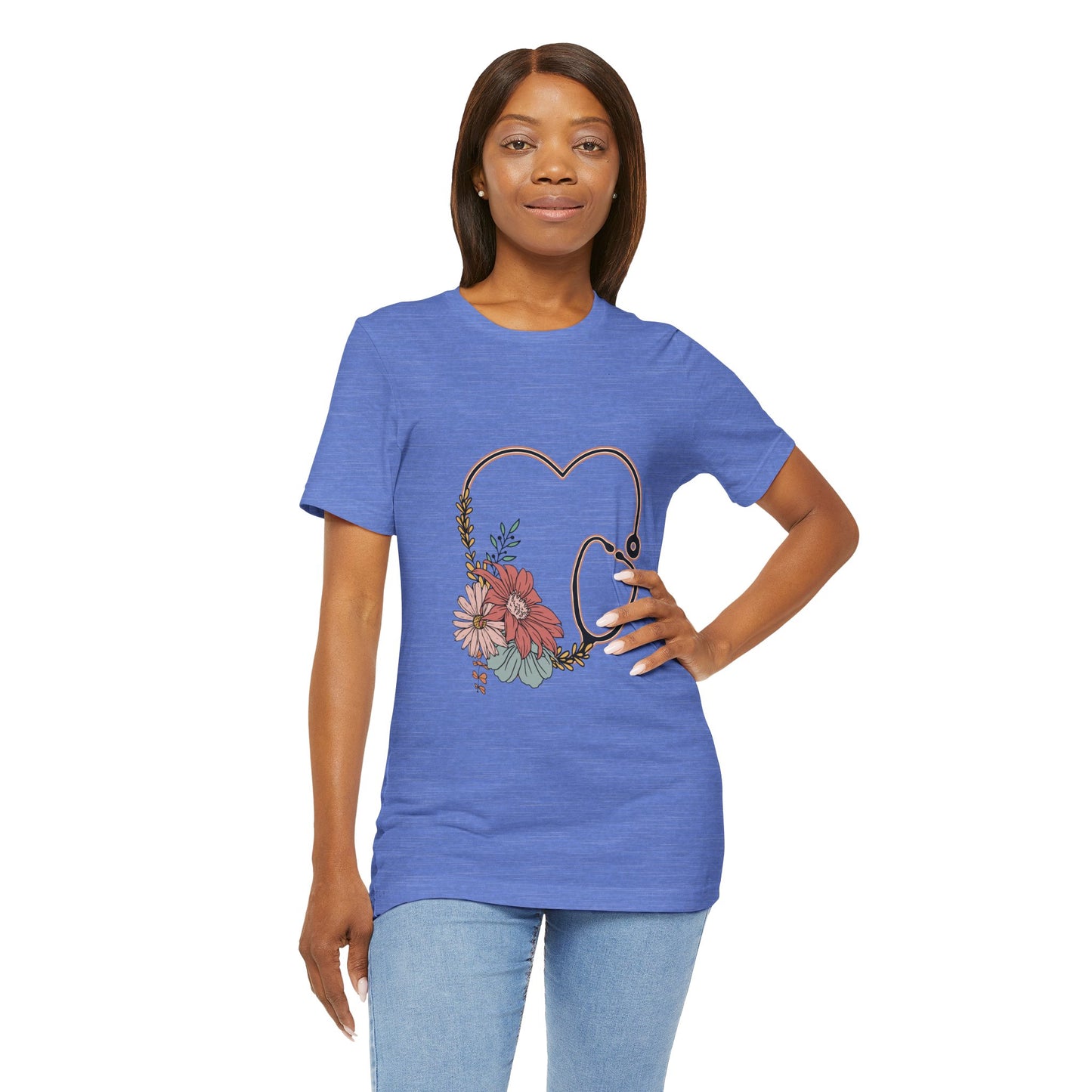 Floral Stethoscope Unisex Jersey Tee - Perfect Gift for Healthcare Workers
