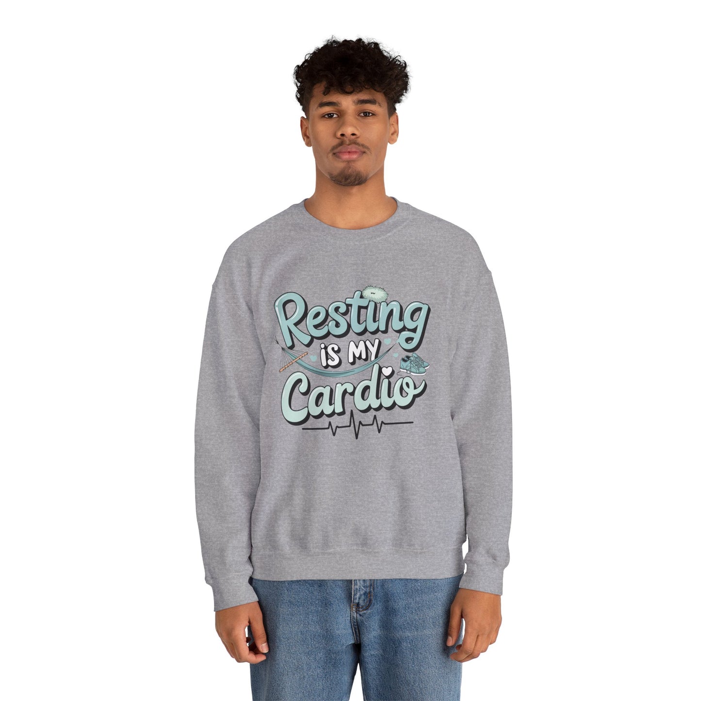 Resting is My Cardio Sweatshirt - Cozy Unisex Heavy Blend Crewneck