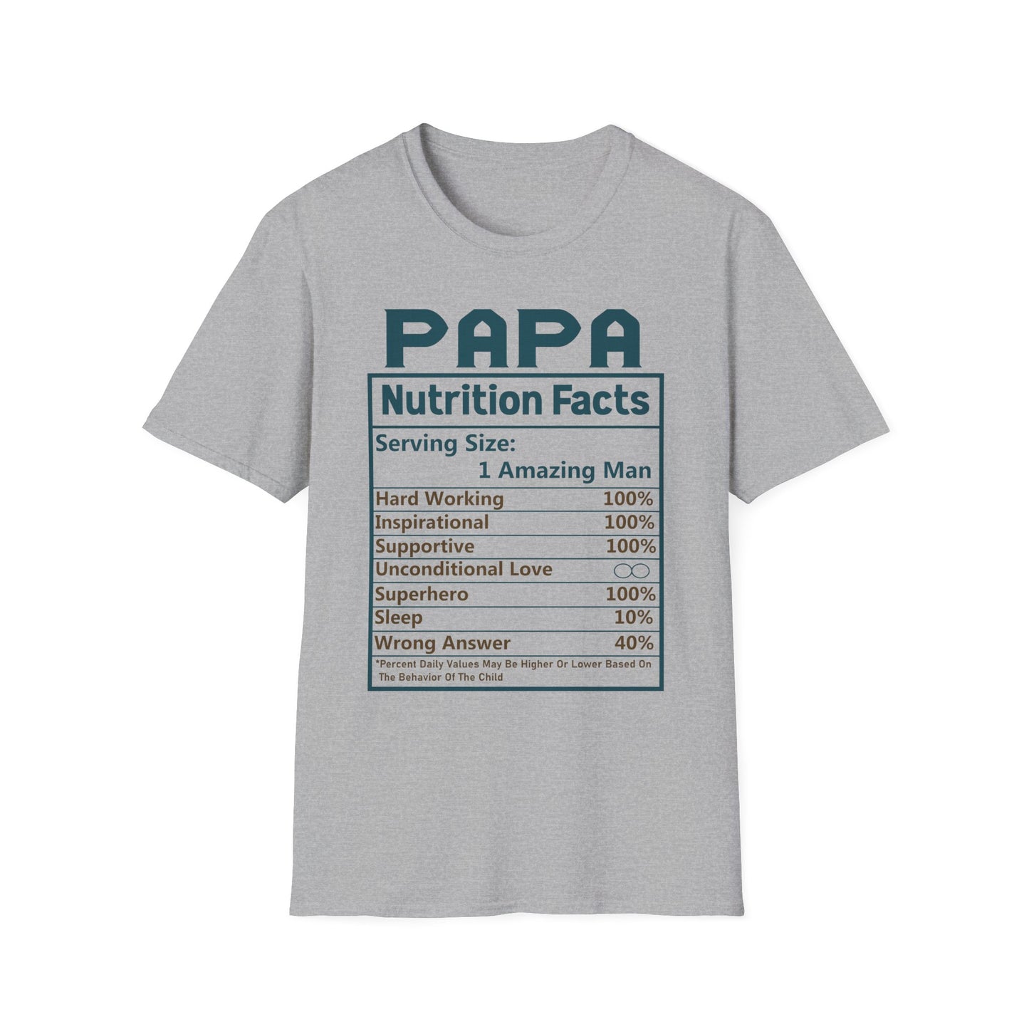 Papa Nutrition Facts T-Shirt, Father's Day Gift