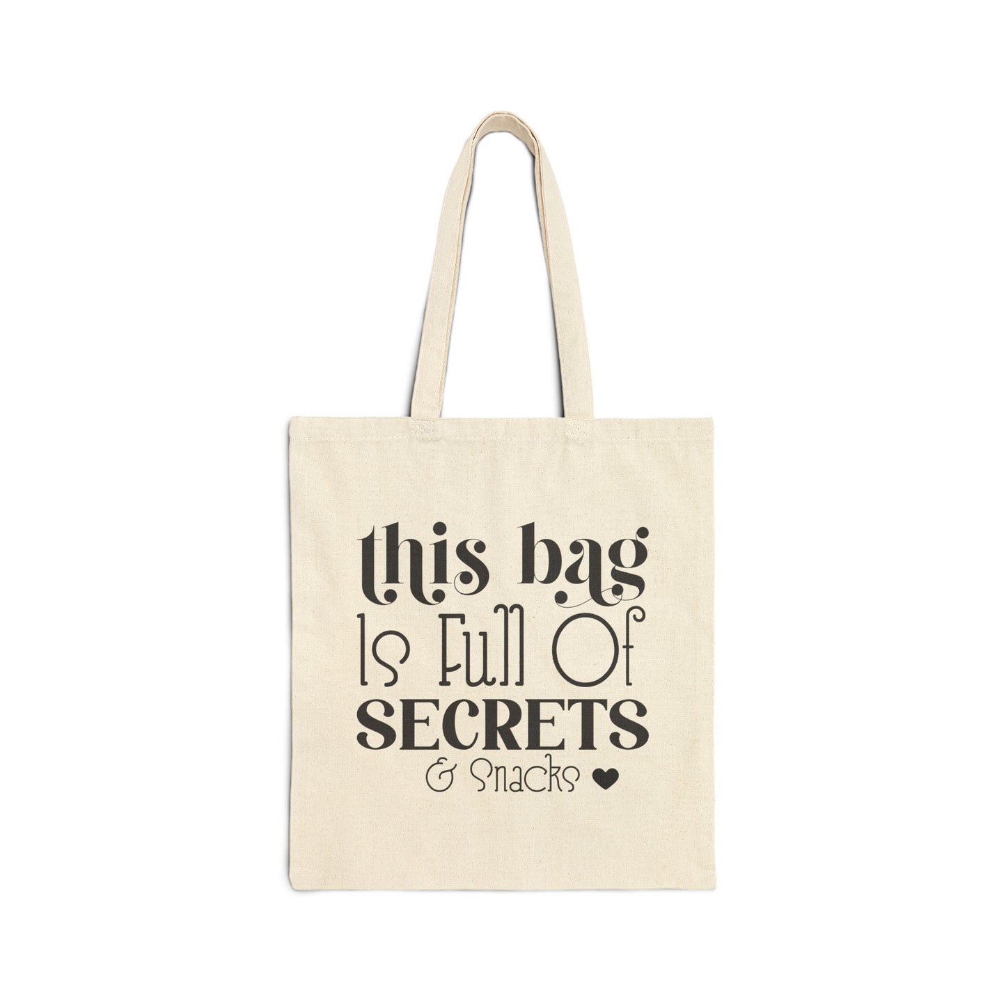 Secrets & Snacks Cotton Canvas Tote Bag - Stylish Reusable Grocery Bag