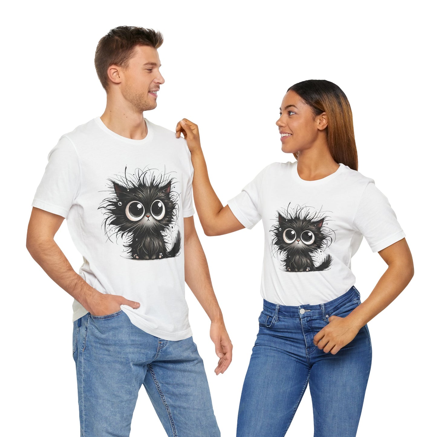Playful Black Cat Unisex Jersey Tee - Adorable Graphic Tee for Cat Lovers