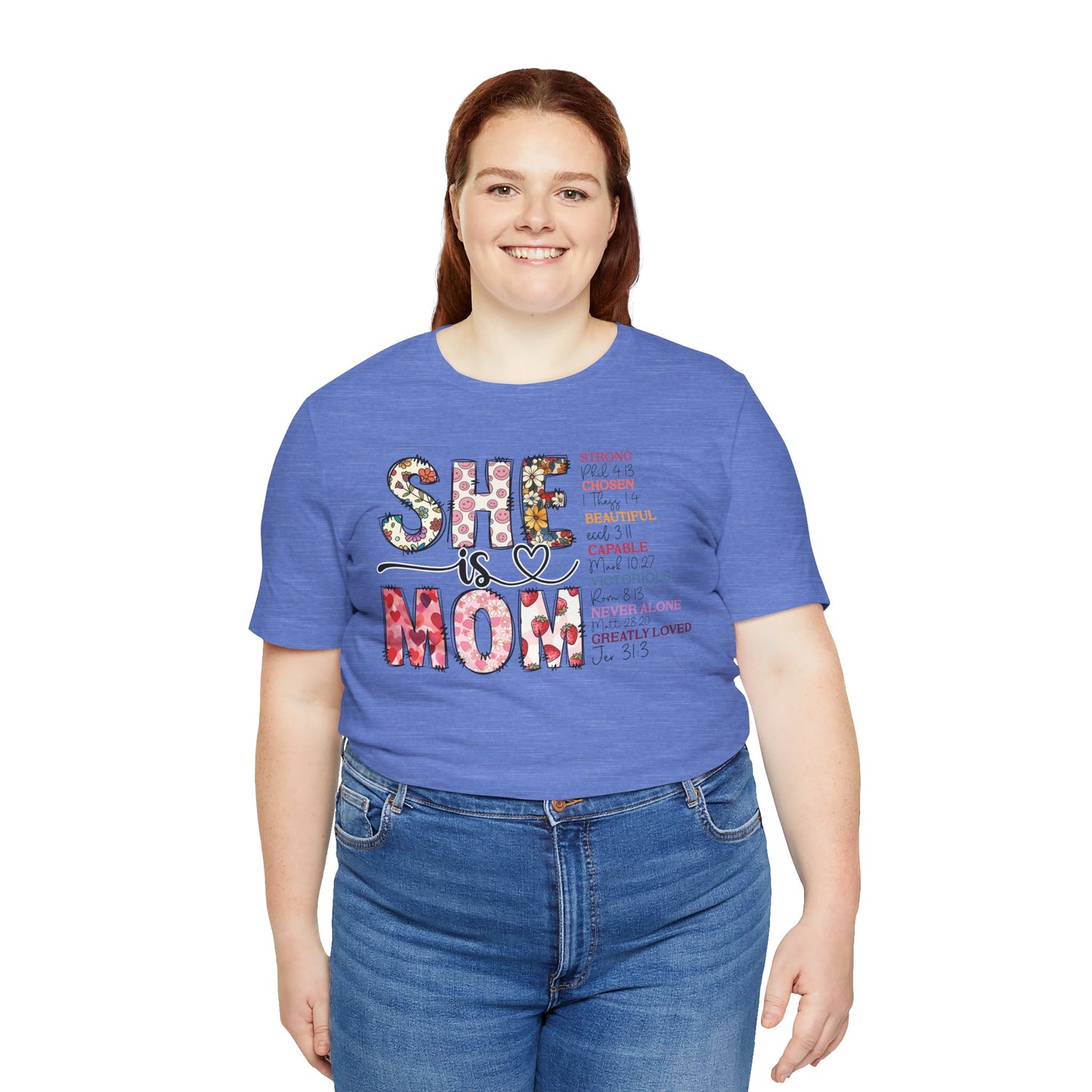 Empowering Unisex Mom Tee - "She is Mom" Floral Design