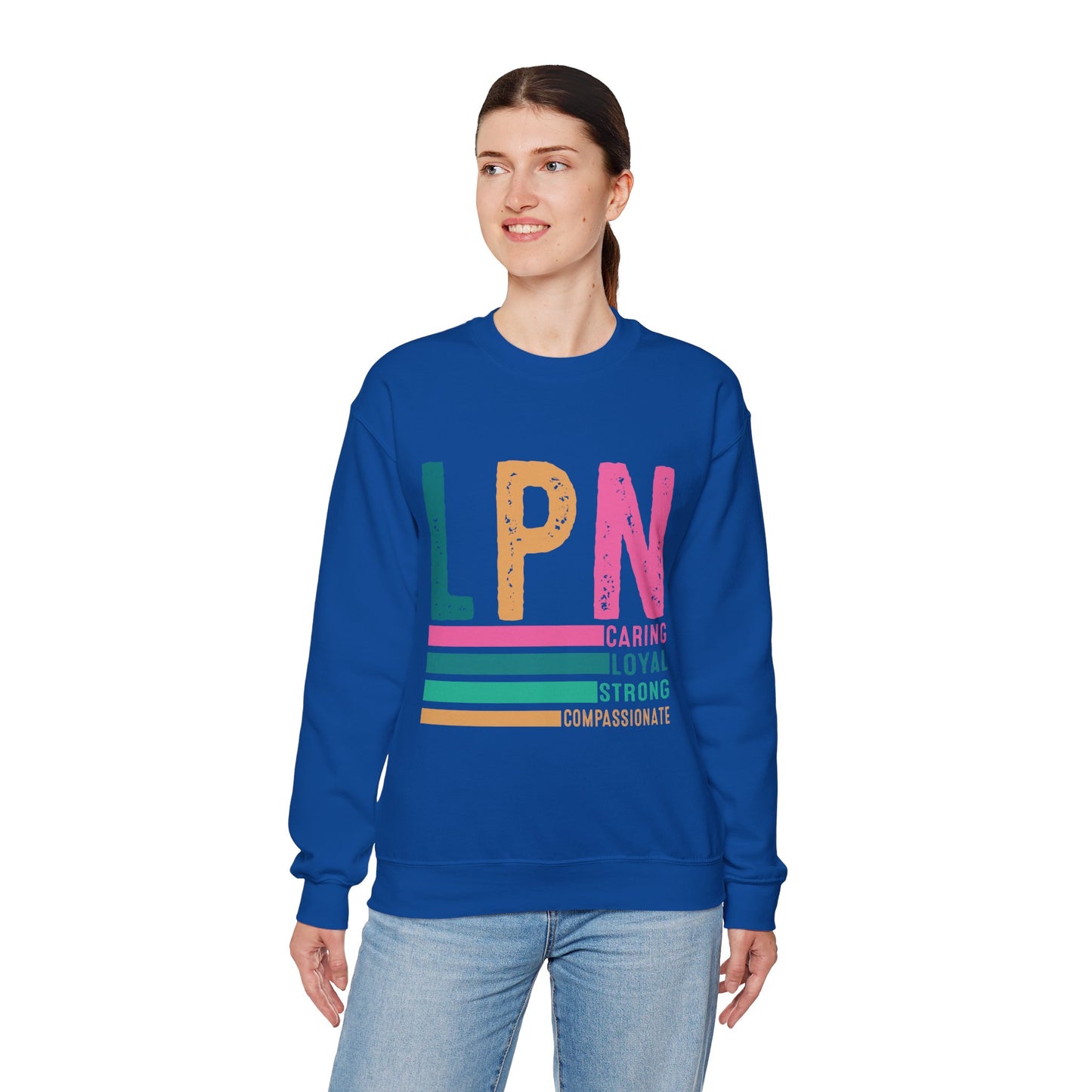 Caring Strong Compassionate Crewneck Sweatshirt for LPNs
