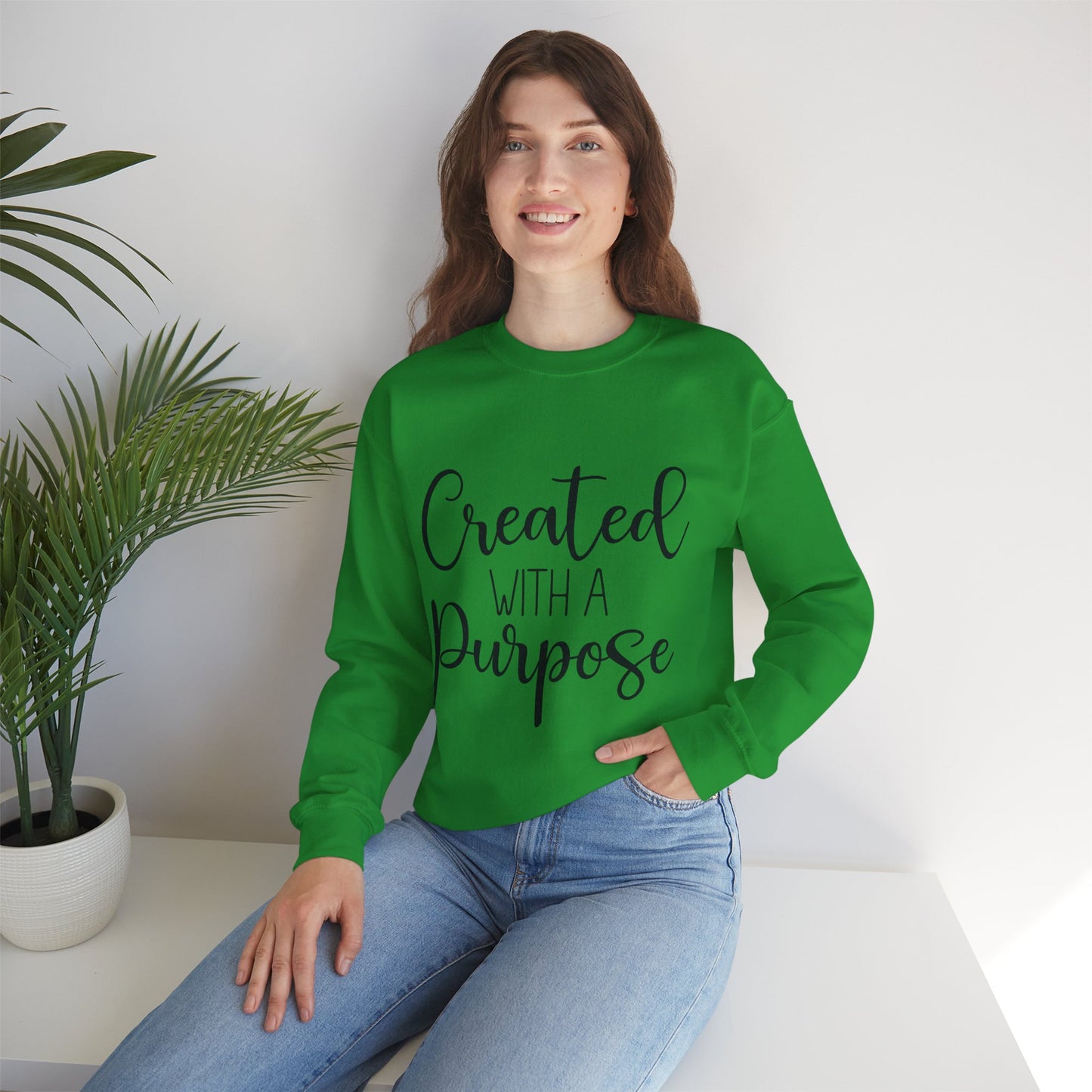 Created with a Purpose Crewneck Sweatshirt - Inspiring Unisex Heavy Blend Style for Everyday Wear
