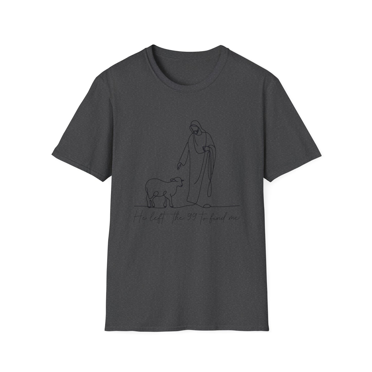 Christian Shepherd T-Shirt – "He Left the 99 to Find Me" Minimal Line Art