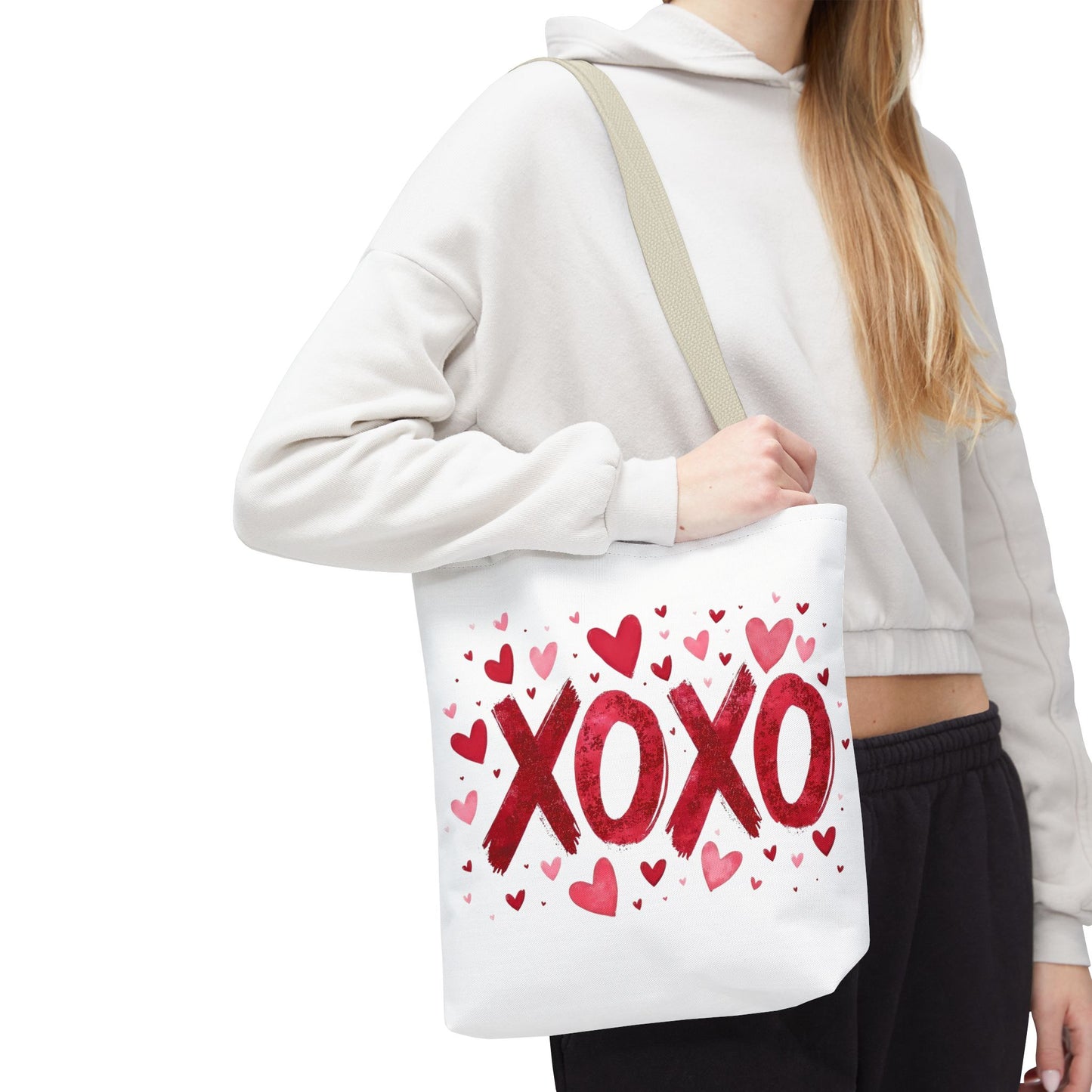 XOXO Hearts Tote Bag - Stylish Reusable Shopping Bag for Valentine's Day and Everyday Use