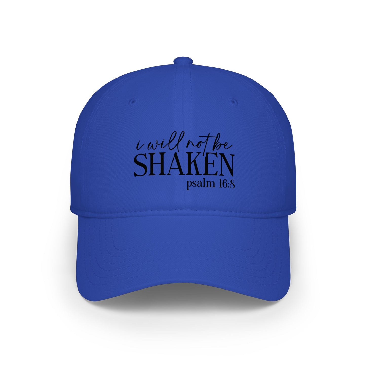 Baseball Cap — "I Will Not Be Shaken" Psalm 16:8 Christian Faith Hat