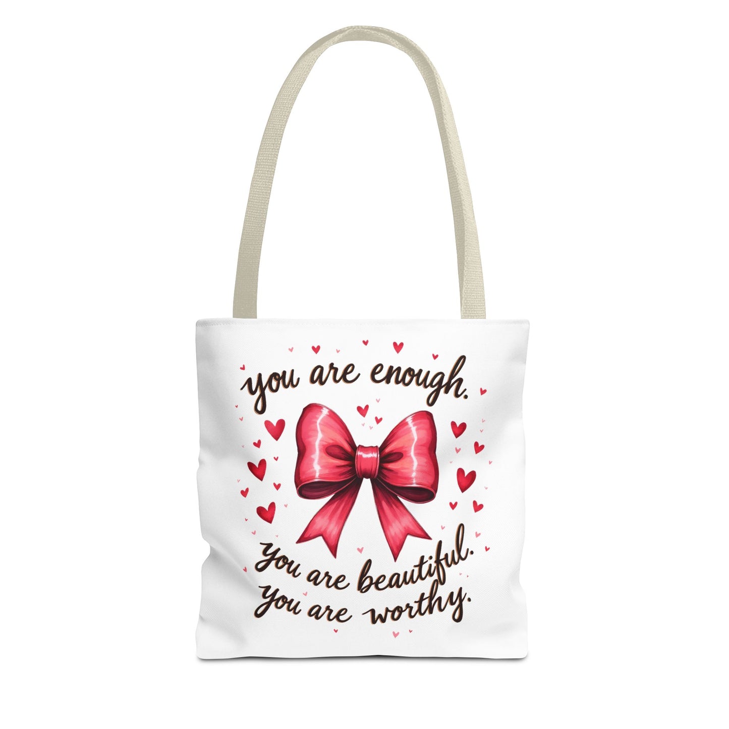 You Are Enough Tote Bag - Inspirational Bow Design for Empowerment and Self-Love