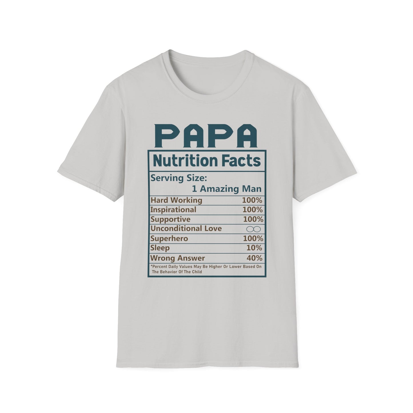 Papa Nutrition Facts T-Shirt, Father's Day Gift