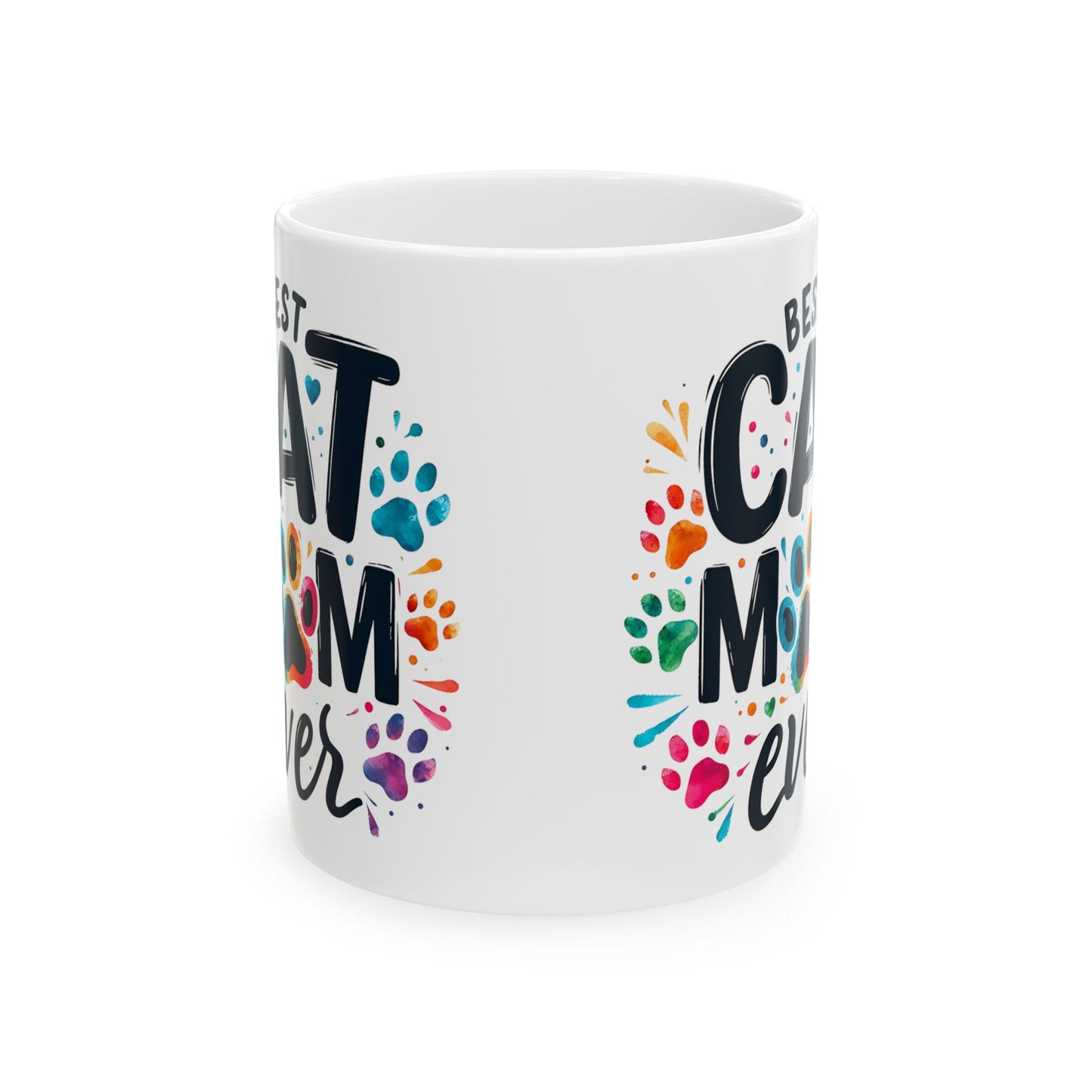 Best Cat Mom Ever Ceramic Mug - Colorful Cat Lover Gift